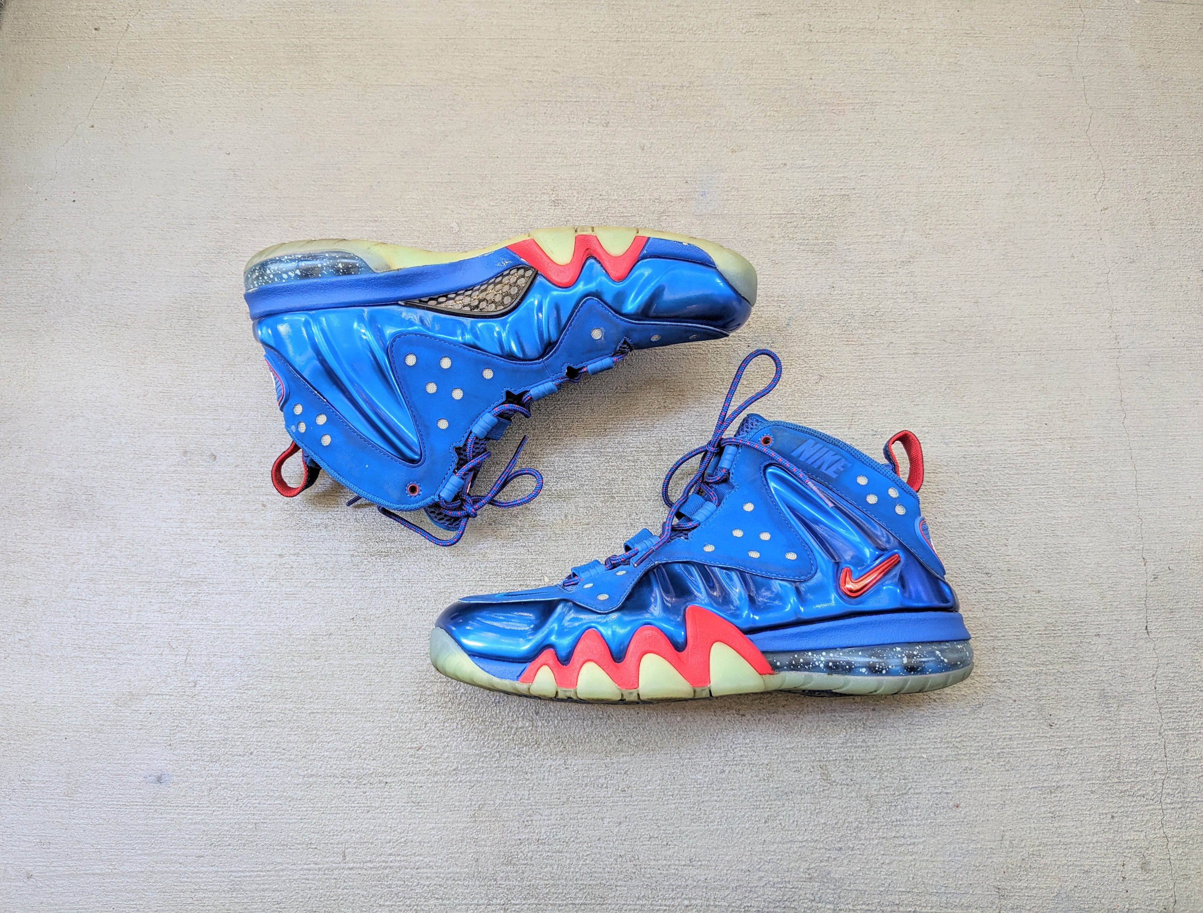 image of Jordan Nike Air Nike Posite Max Sixers 76Ers Barkley 9 555097-300 Shoes in Blue Red, Men's