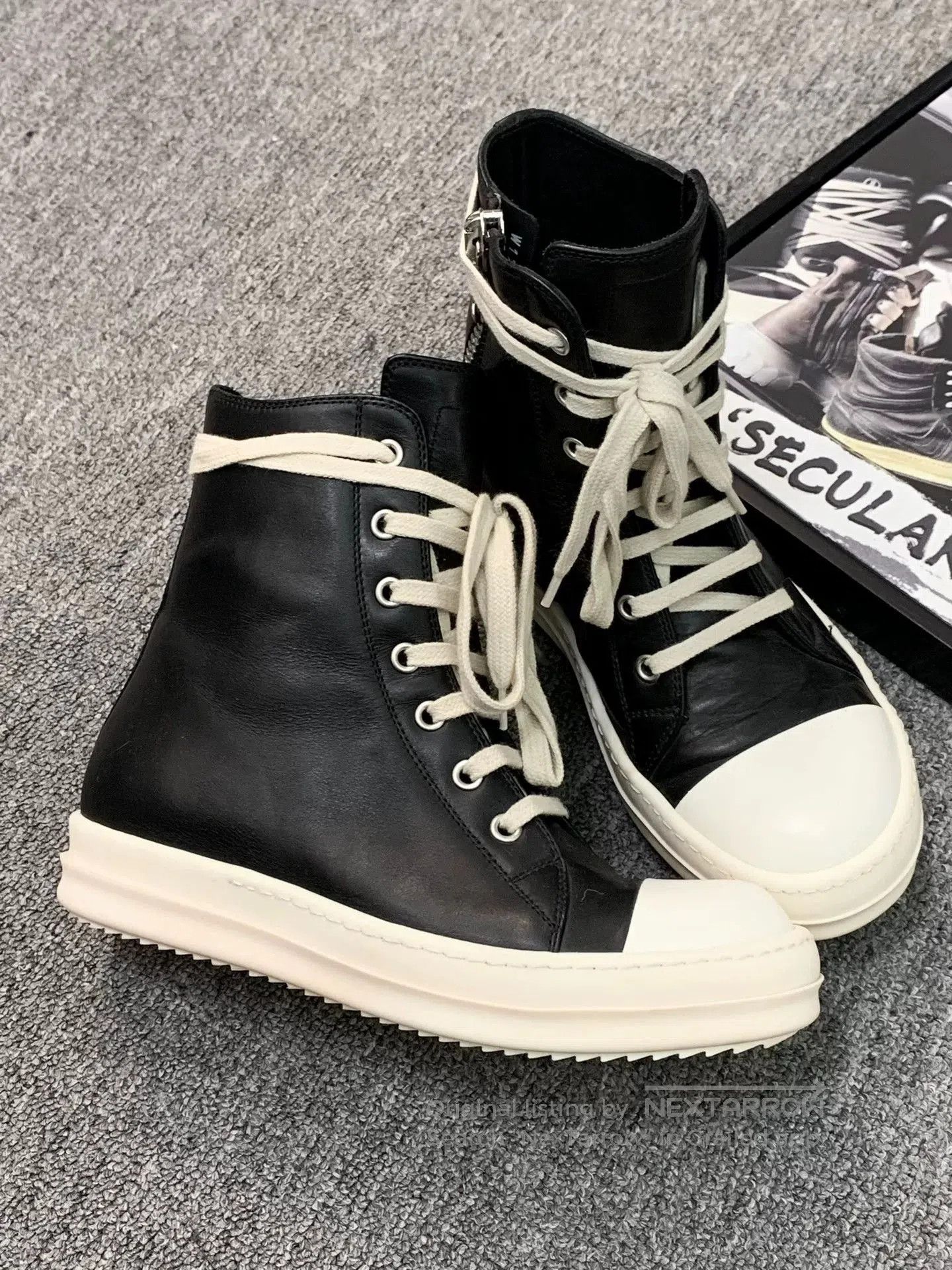 Rick Owens rick owens high top leather sneakers. Size US 6 / EU 39 - 1 Thumbnail