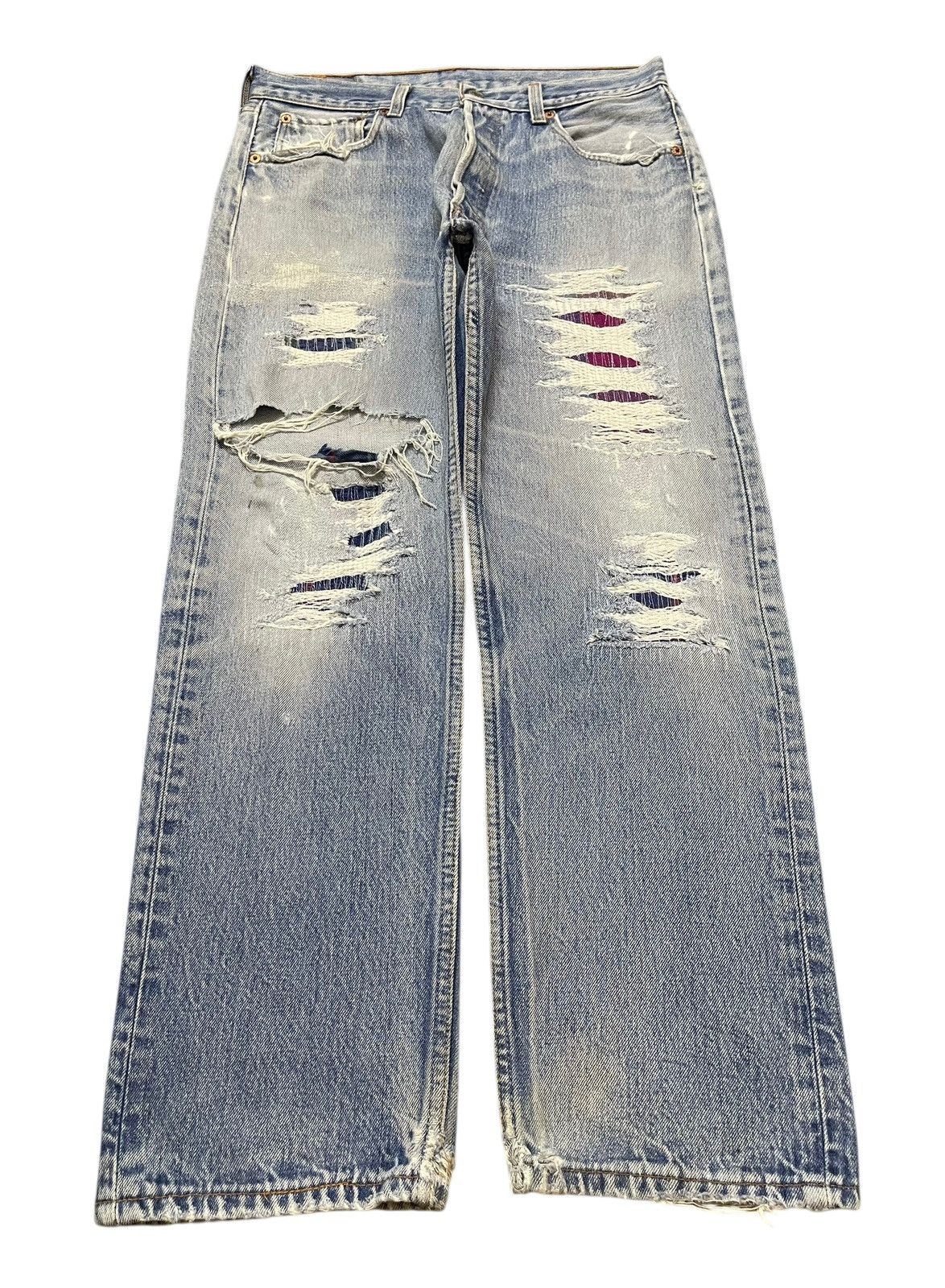 Levi's Vintage 90s Levis 501xx Faded Wash Distressed Style Jeans Size US 31 - 1 Thumbnail