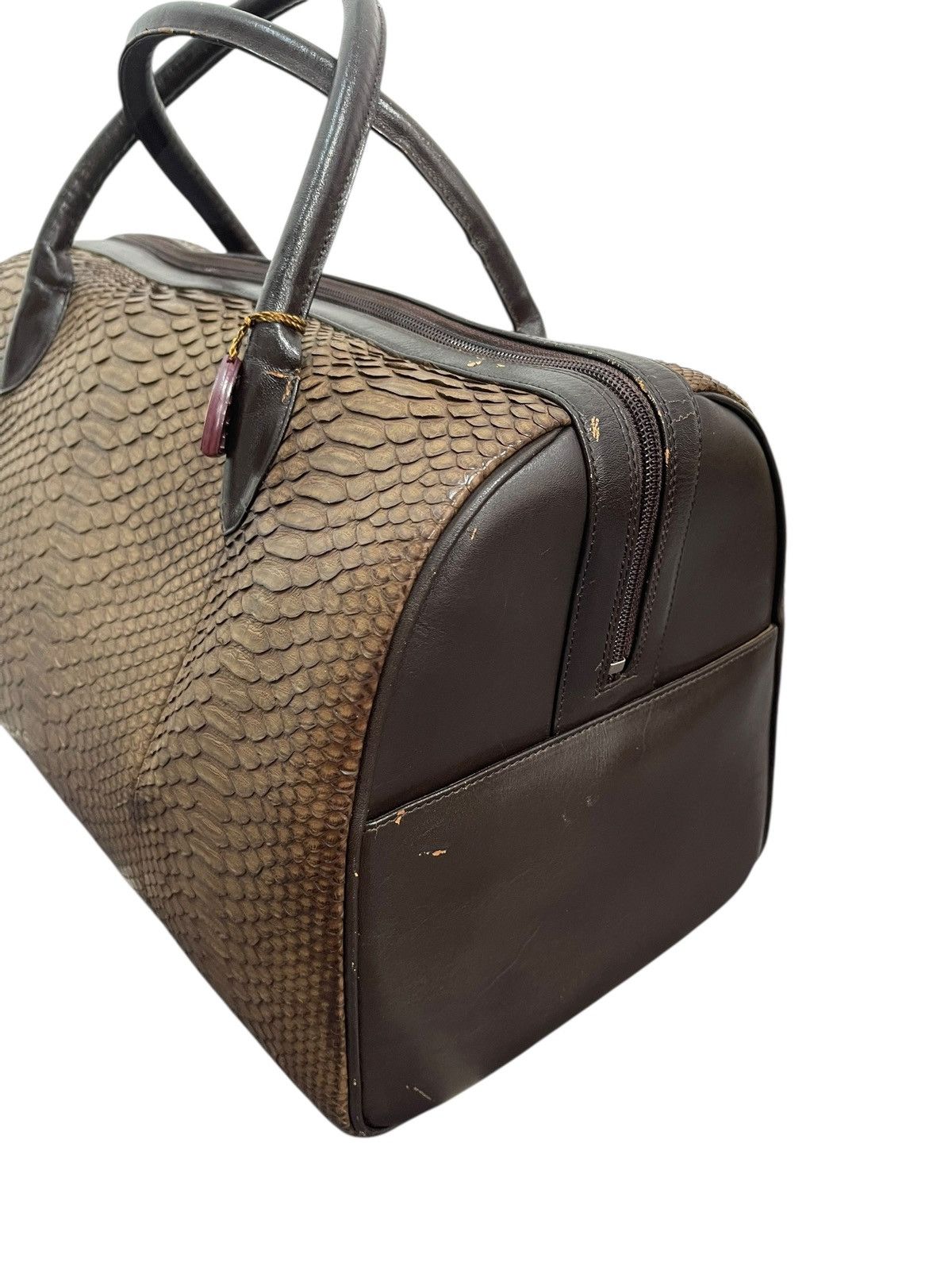 Genuine Leather Full Leather Python Vtg JRA Japan Boston Bag 5🟩 Size ONE SIZE - 5 Thumbnail
