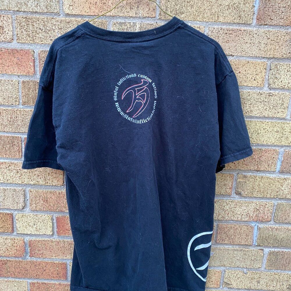 Vintage Vintage Sinful Graphic T Shirt Large AOP Black Size US L / EU 52-54 / 3 - 7 Thumbnail