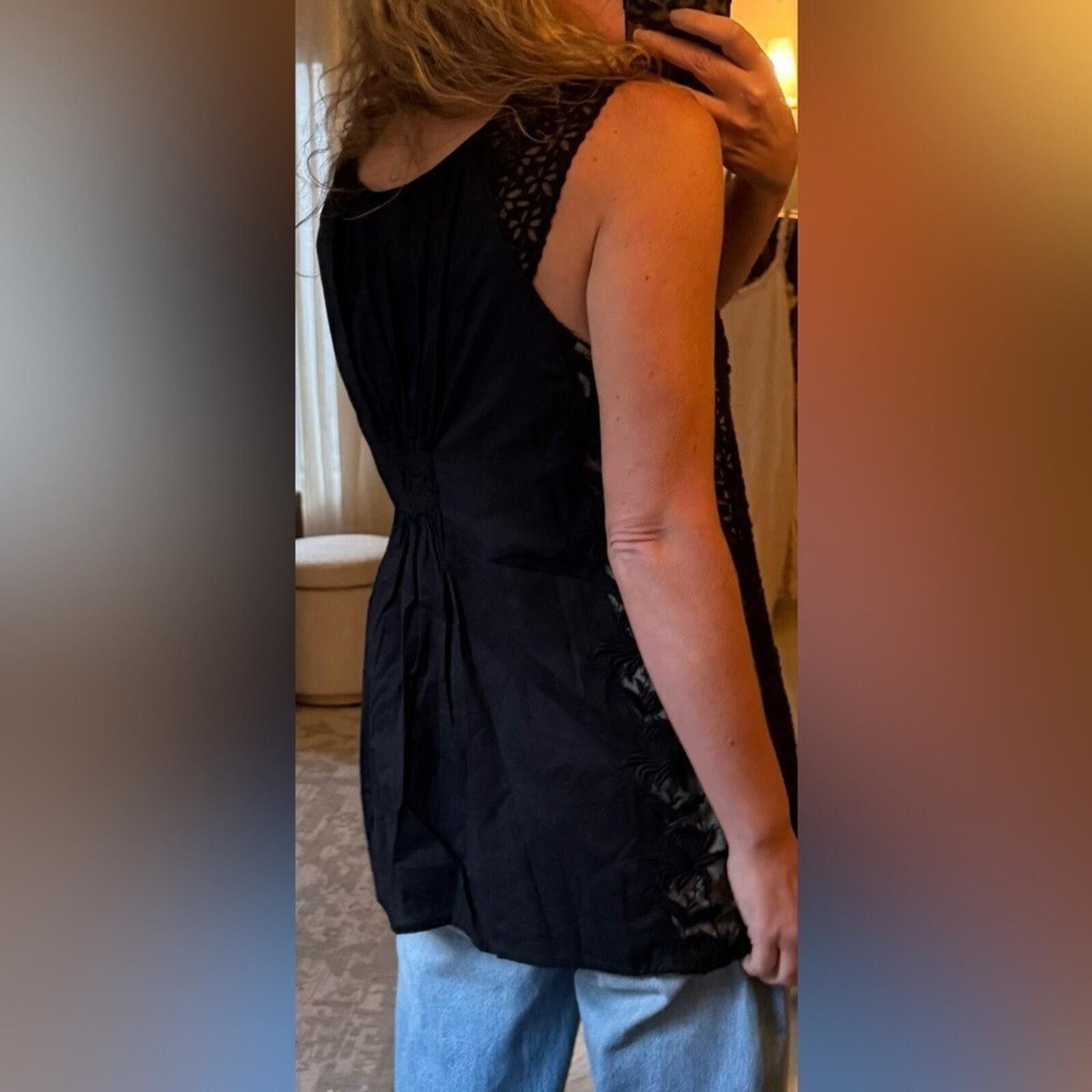 Other Anthro Lil Lace Embroidered Sleeveless Blouse Black Boho L Size L / US 10 / IT 46 - 3 Thumbnail