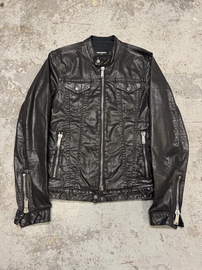 Dsquared2 AW2015 Dsquared2 Waxed Black Trucker Jacket Size US M / EU 48-50 / 2 - 1 Thumbnail