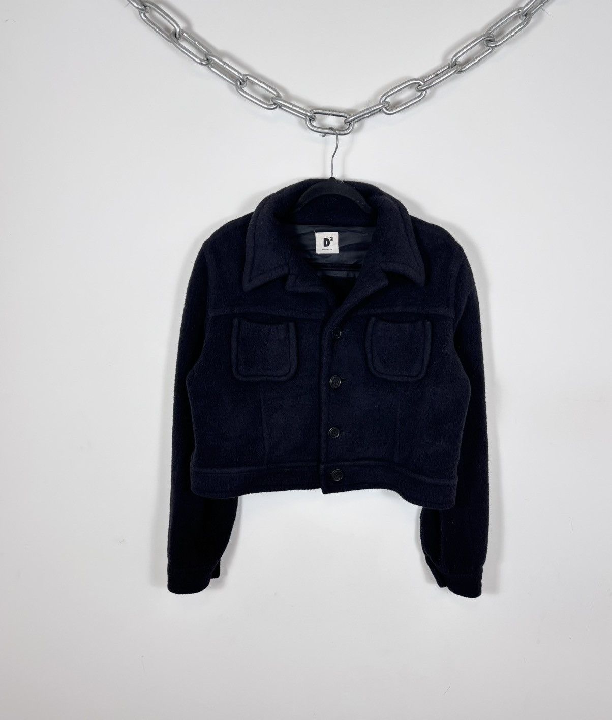 Dsquared2 Vintage Dsquared2 Unisex Black Short Wool Bomber Jacket Size US M / EU 48-50 / 2 - 1 Thumbnail