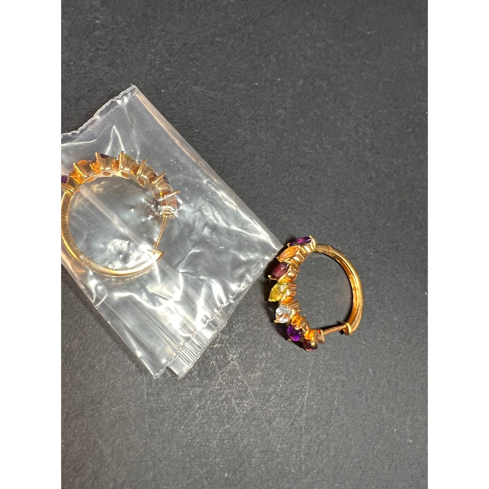 Other NEW multi gemstone hoop earrings in vermeil over 925 silver Size ONE SIZE - 5 Thumbnail