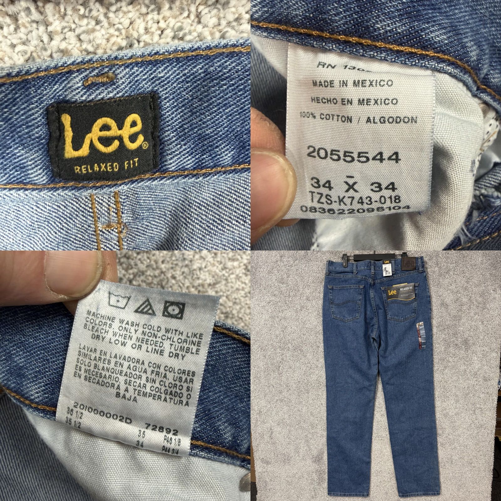 Lee Lee Relaxed Fit Jeans Mens 34x33.5 Blue Denim Straight Leg Stonewash Normcore Cotton 5-Pocket Men Spring Summer Fall Winter Jeans Mens Size US 34 / EU 50 - 8 Thumbnail