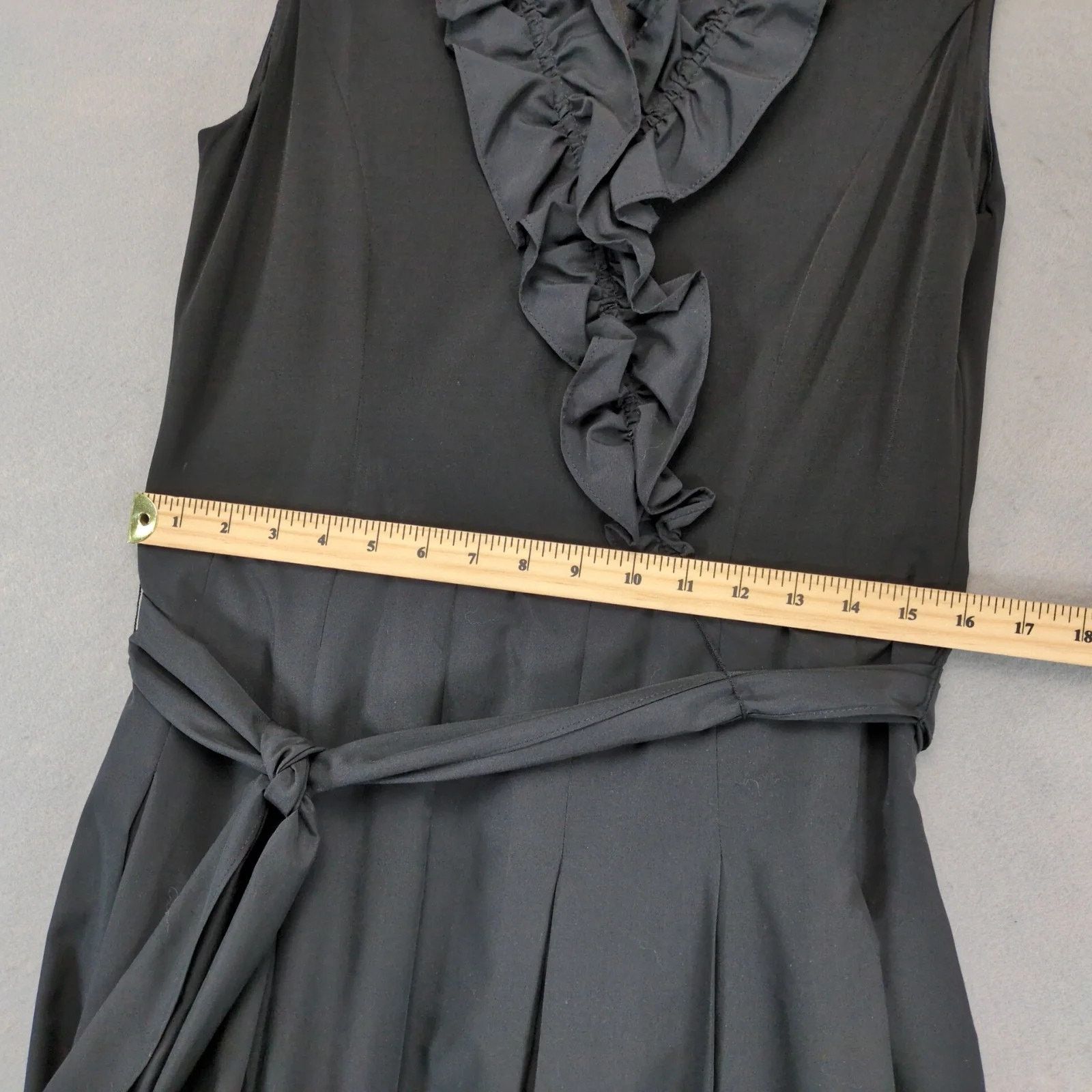 Vintage David's Bridal Black Ruffle Sleeveless Midi Dress 12 Pleated Size XL / US 12-14 / IT 48-50 - 7 Thumbnail