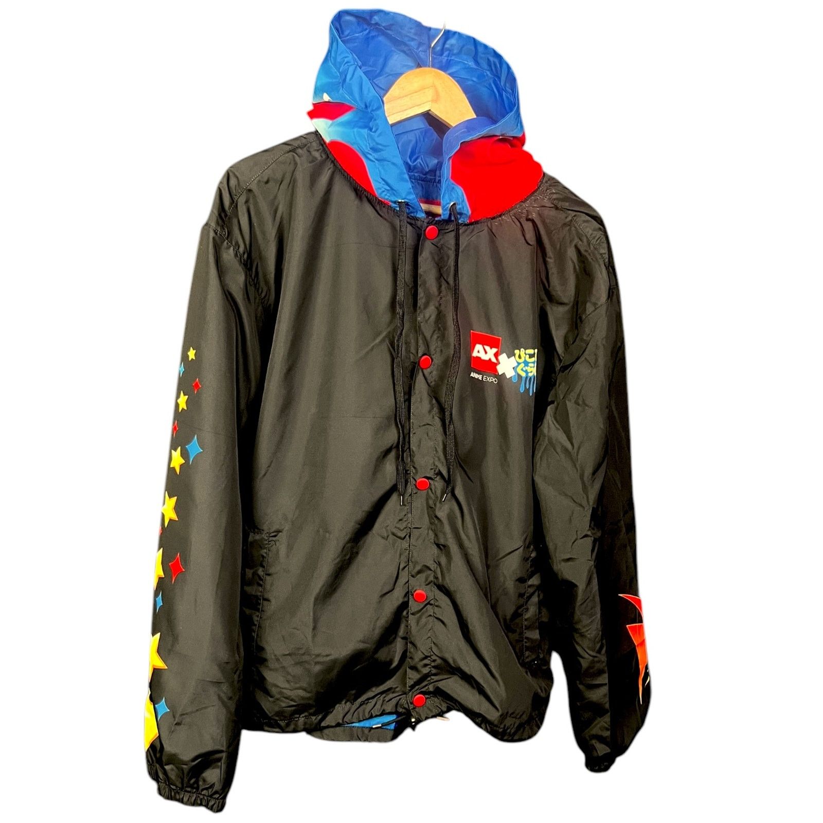 Gildan AX Anime Expo 2022 Men's XL Black Red Exclusive Windbreaker Size US XL / EU 56 / 4 - 2 Thumbnail
