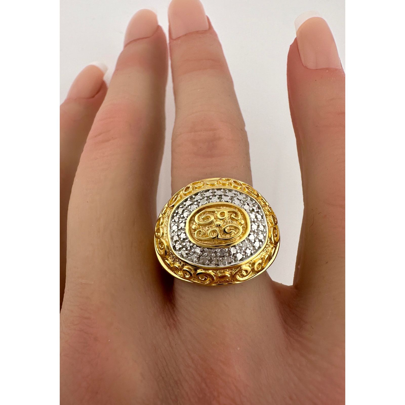 Other Gold and Silver Statement Ring with Ancient Motif - Size 7.5 Size ONE SIZE - 11 Thumbnail