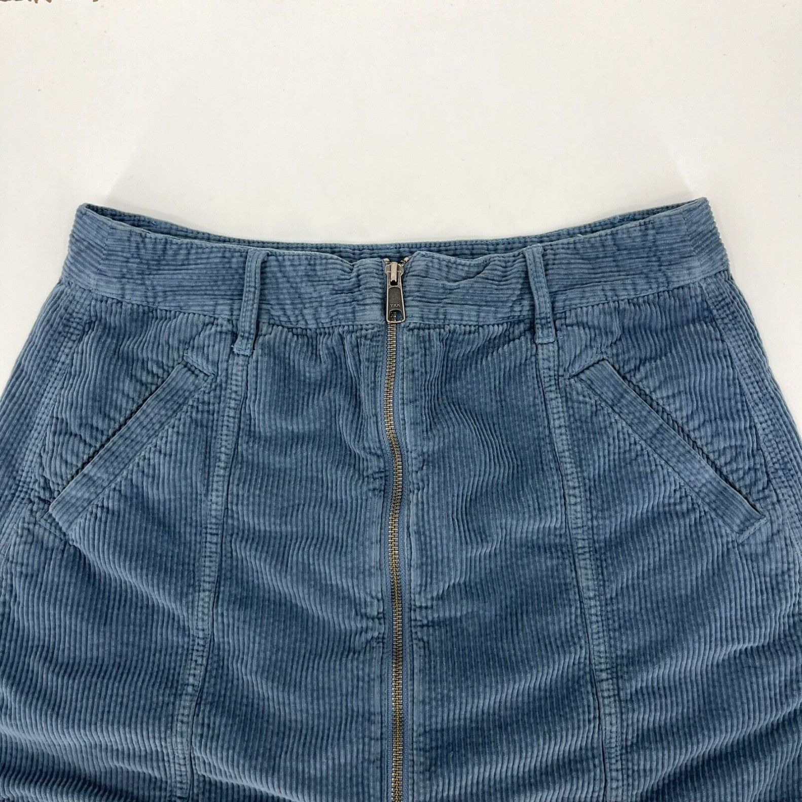 American Eagle Outfitters American Eagle Skirt Women s 10 Blue Corduroy Mini Front Zip Pockets Grailed
