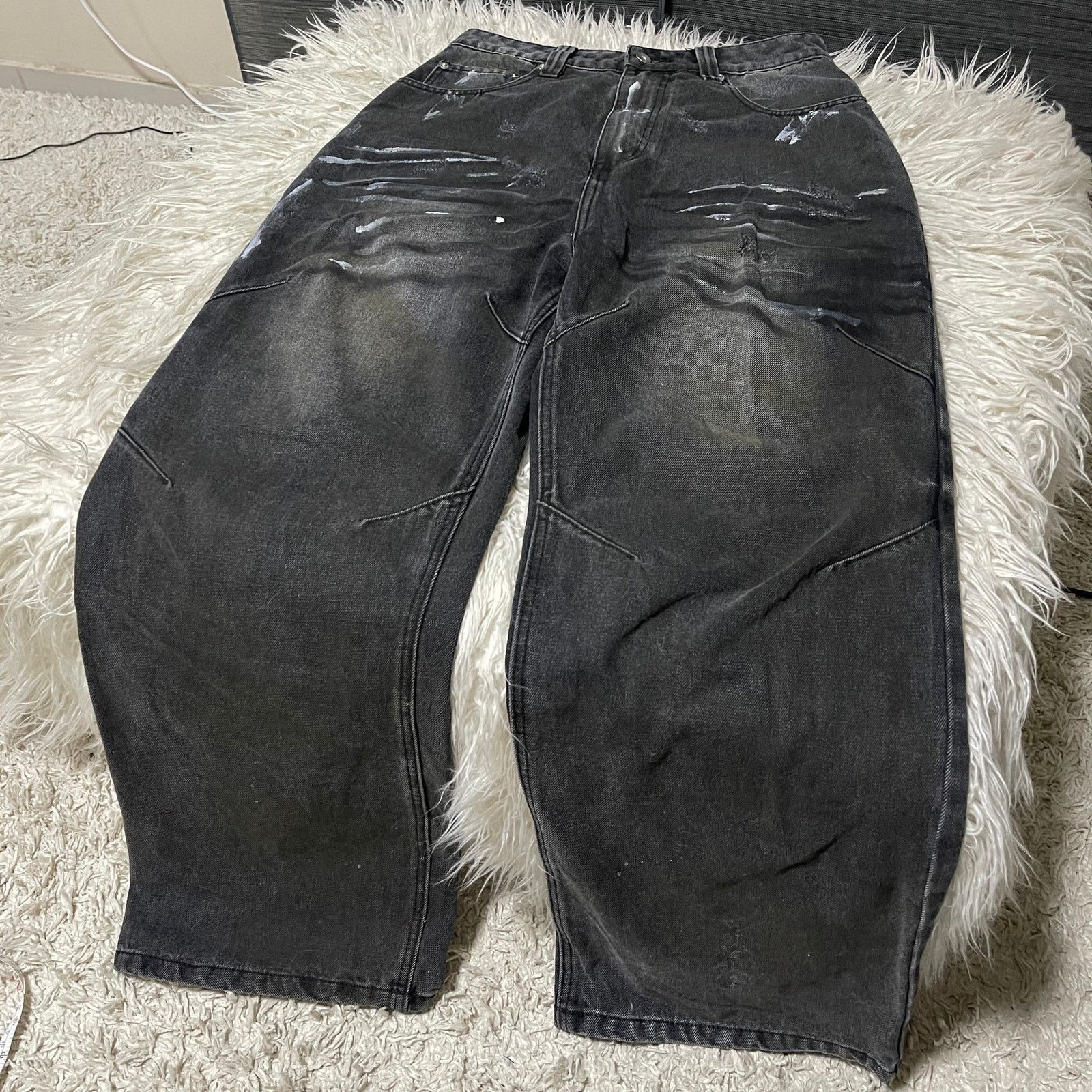 Other Balenciaga Style Vintage Painted Baggy Wide-leg Denim Jeans Size US 30 / EU 46 - 3 Thumbnail