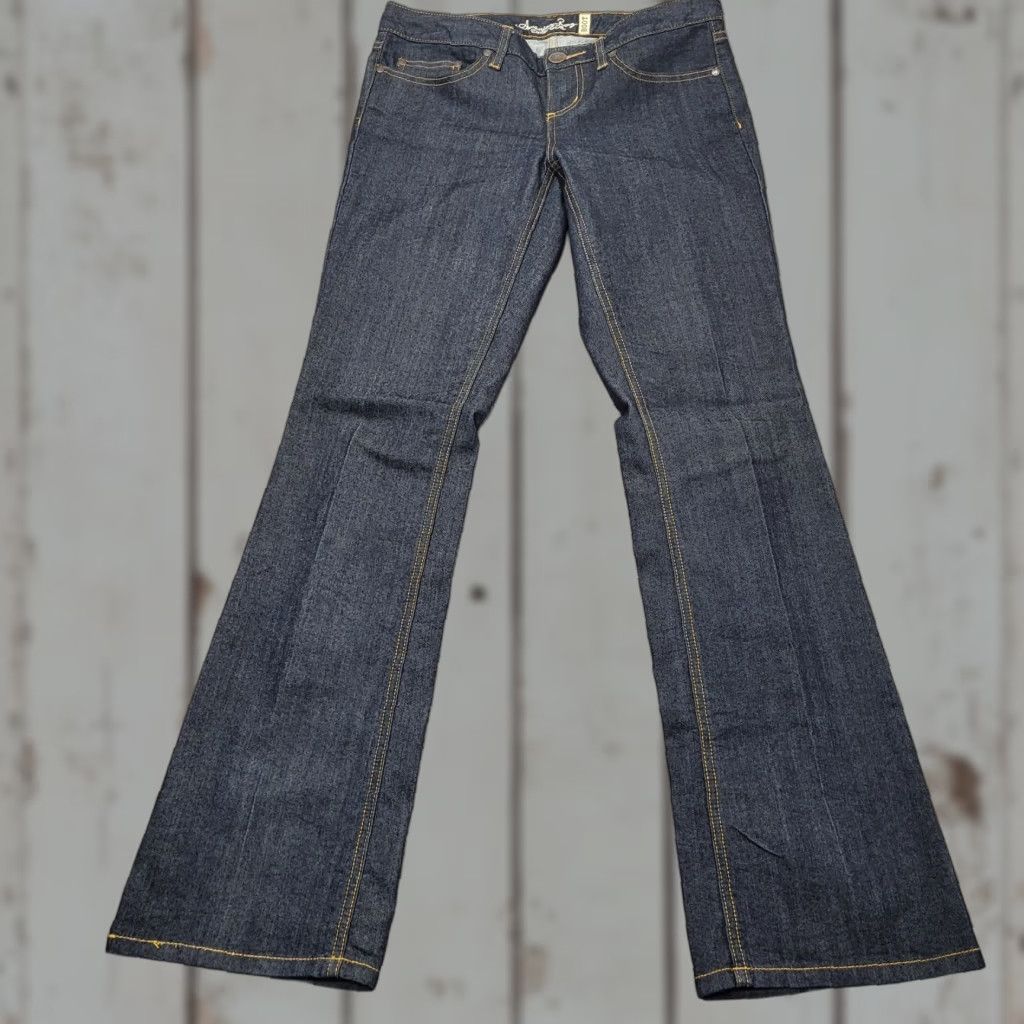 Vintage American Rag Jeans Womens 5R Blue Denim Dark Wash Stretch Embroider Pocket Size 27" / US 4 / IT 40 - 1 Thumbnail