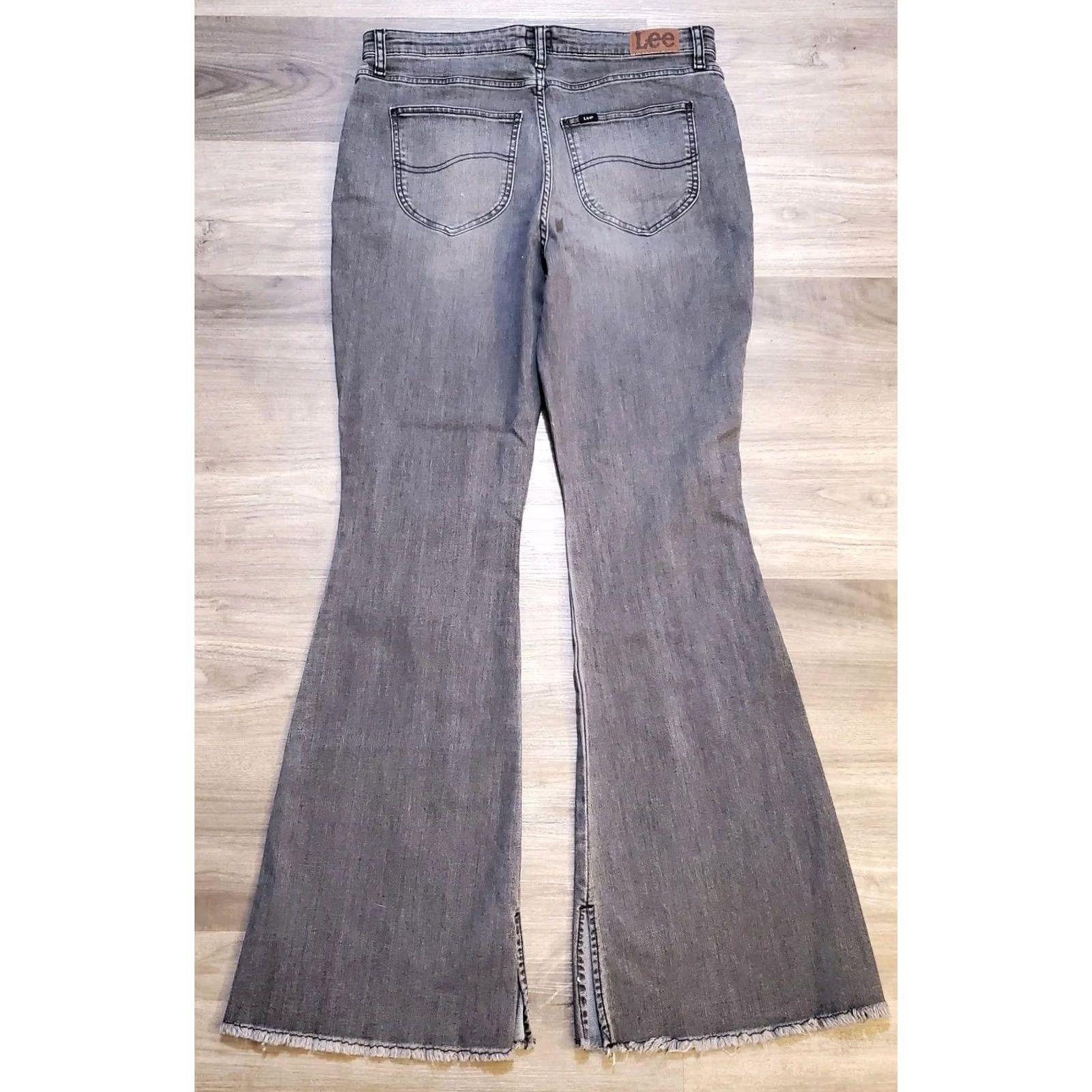 Lee Lee Jeans Womens 16 Gray NWT Tall High Rise Split Flare Hippie Boho Size 38" / US 16 / IT 52 - 2 Thumbnail