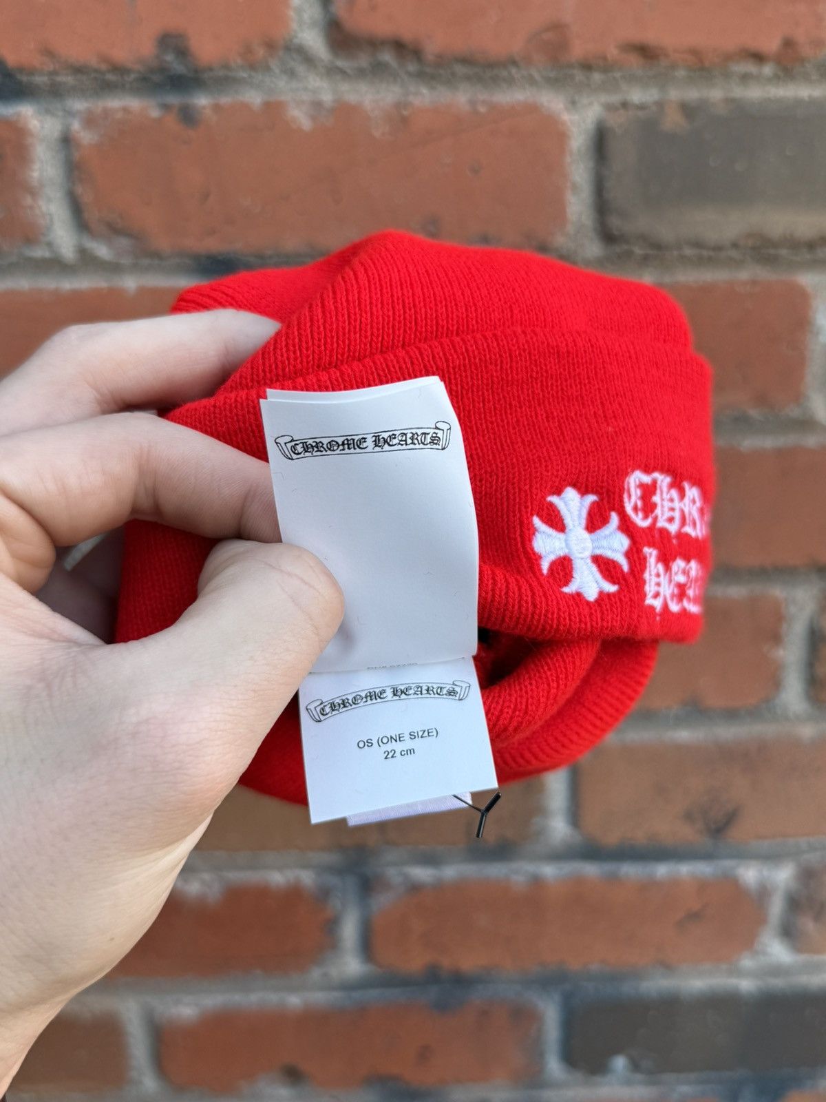 Chrome Hearts Red Chrome Hearts Front Logo Beanie Size ONE SIZE - 6 Thumbnail