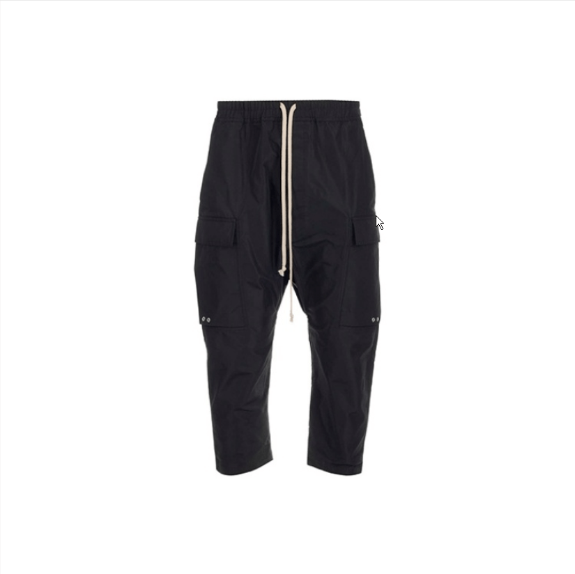 Rick Owens Rick Owens SS22 Black Drawstring Cropped Pants Men's 50 Size US 34 / EU 50 - 1 Thumbnail