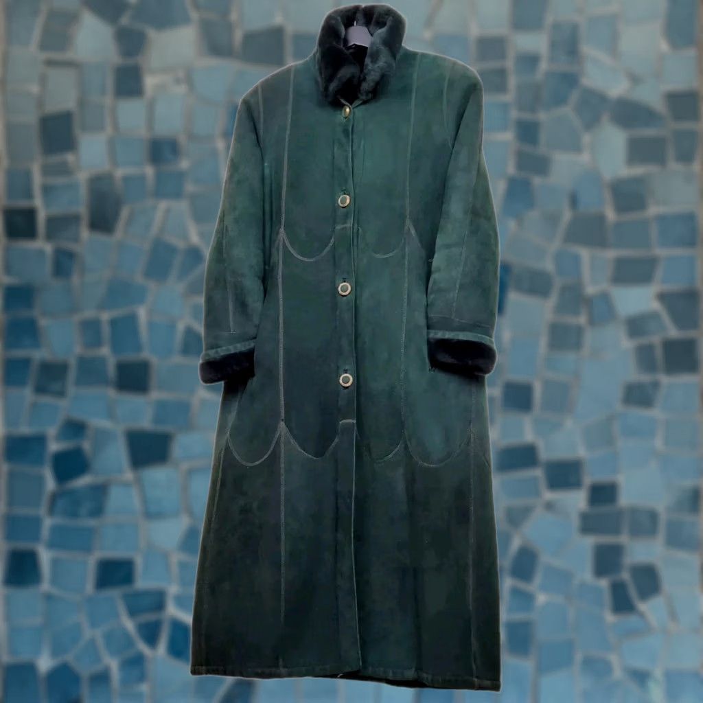 Vintage VINTAGE Birger Christensen Saks Fifth Avenue Green Sheepskin Suede Shearling Lined Overcoat Women Size 8 Coat Size M / US 6-8 / IT 42-44 - 1 Thumbnail