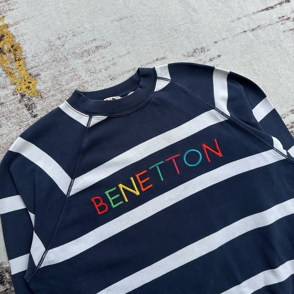 Benetton VINTAGE BENETTON STRIPE EMBROIDERY LOGO SWEATSHIRT Size US M / EU 48-50 / 2 - 3 Thumbnail