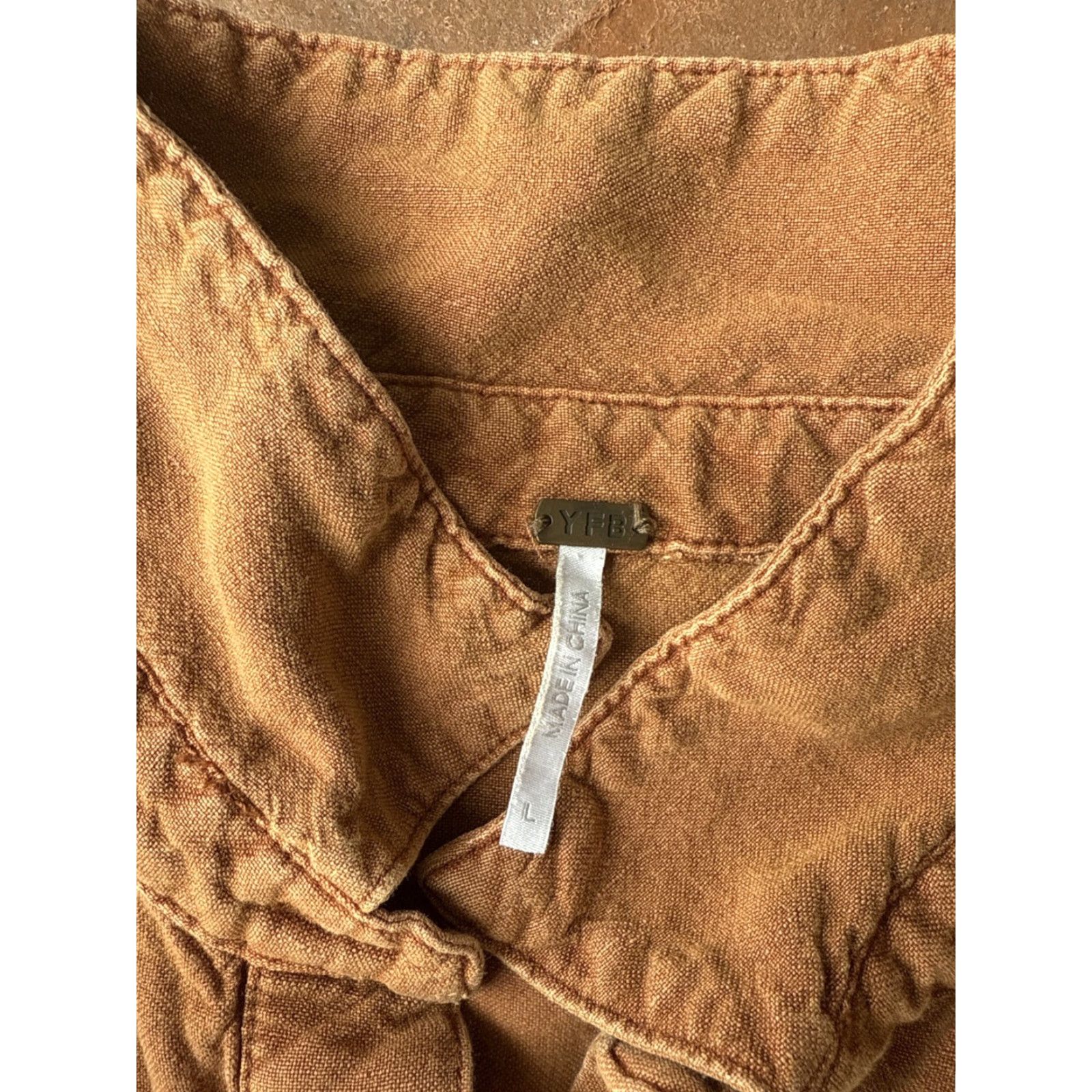 Vintage YFB Sleeveless Button Up Straight Leg Jumpsuit Women's Large Orange Size 28" / US 6 / IT 42 - 2 Thumbnail