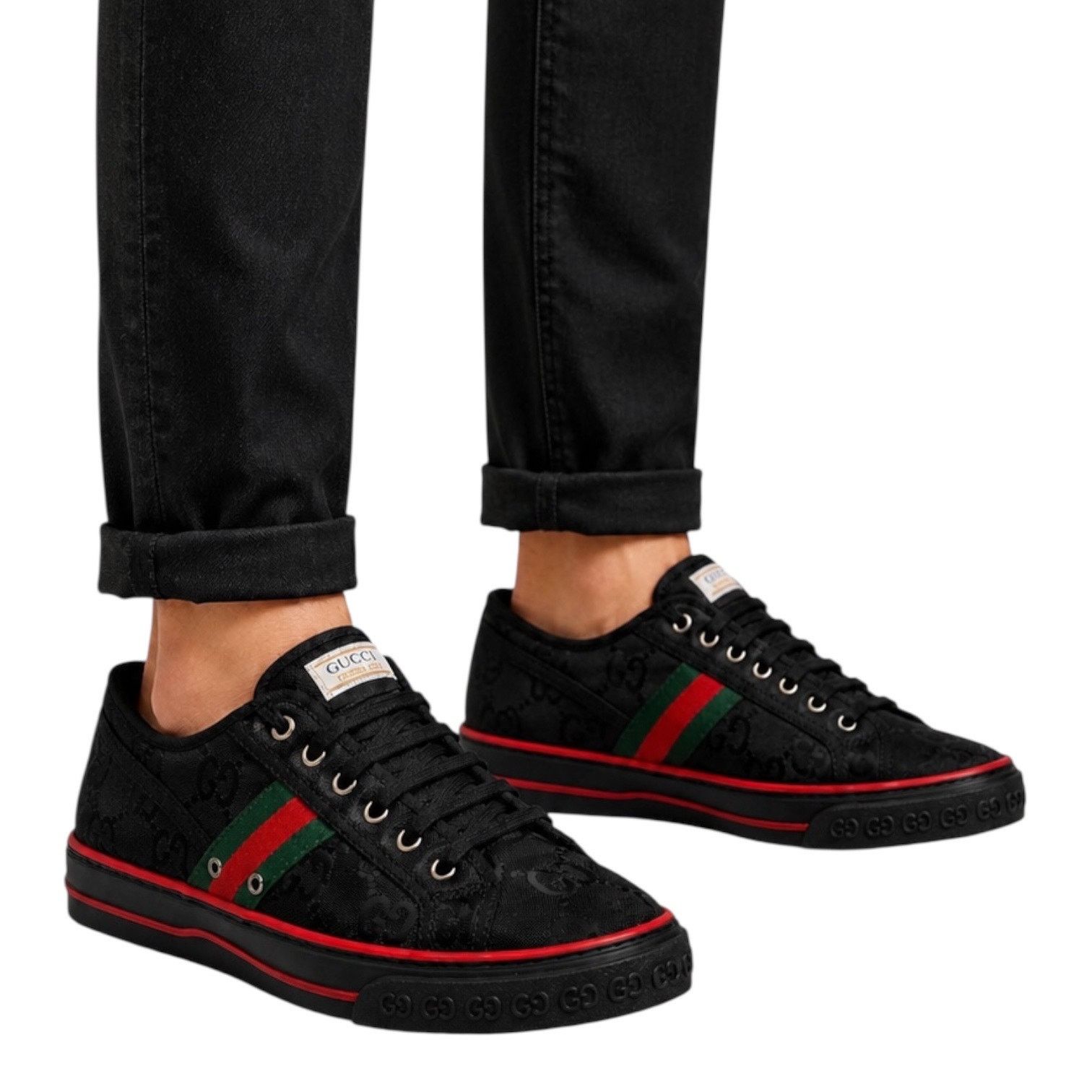 Designer × Gucci × Streetwear Gucci Falacer Glitter Web Silver