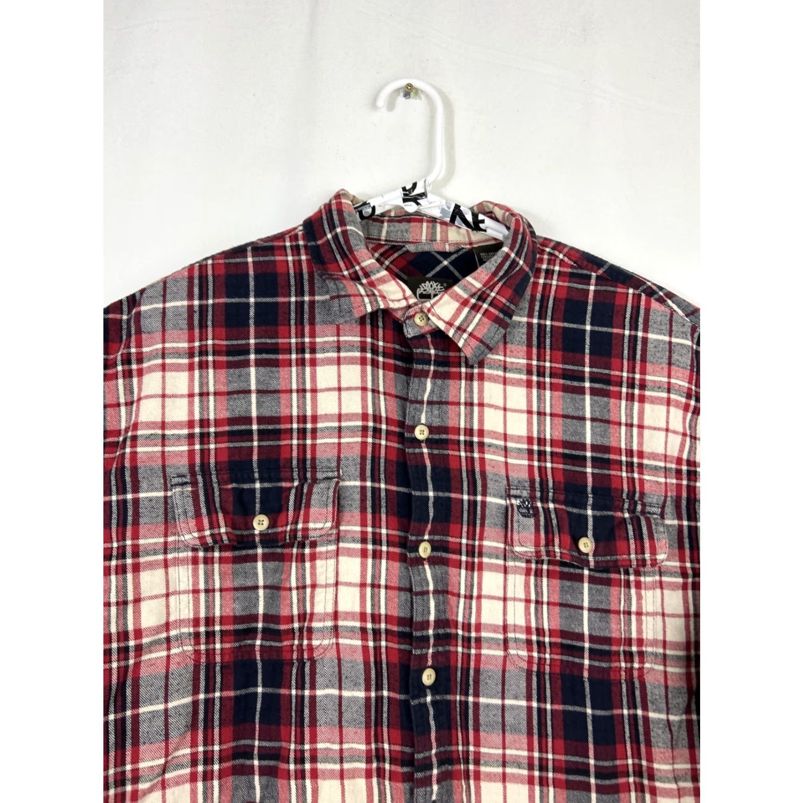 Timberland Timberland Mens XL Button-Up Flannel Shirt Plaid Red White Blue Long Sleeve Size US XL / EU 56 / 4 - 3 Thumbnail