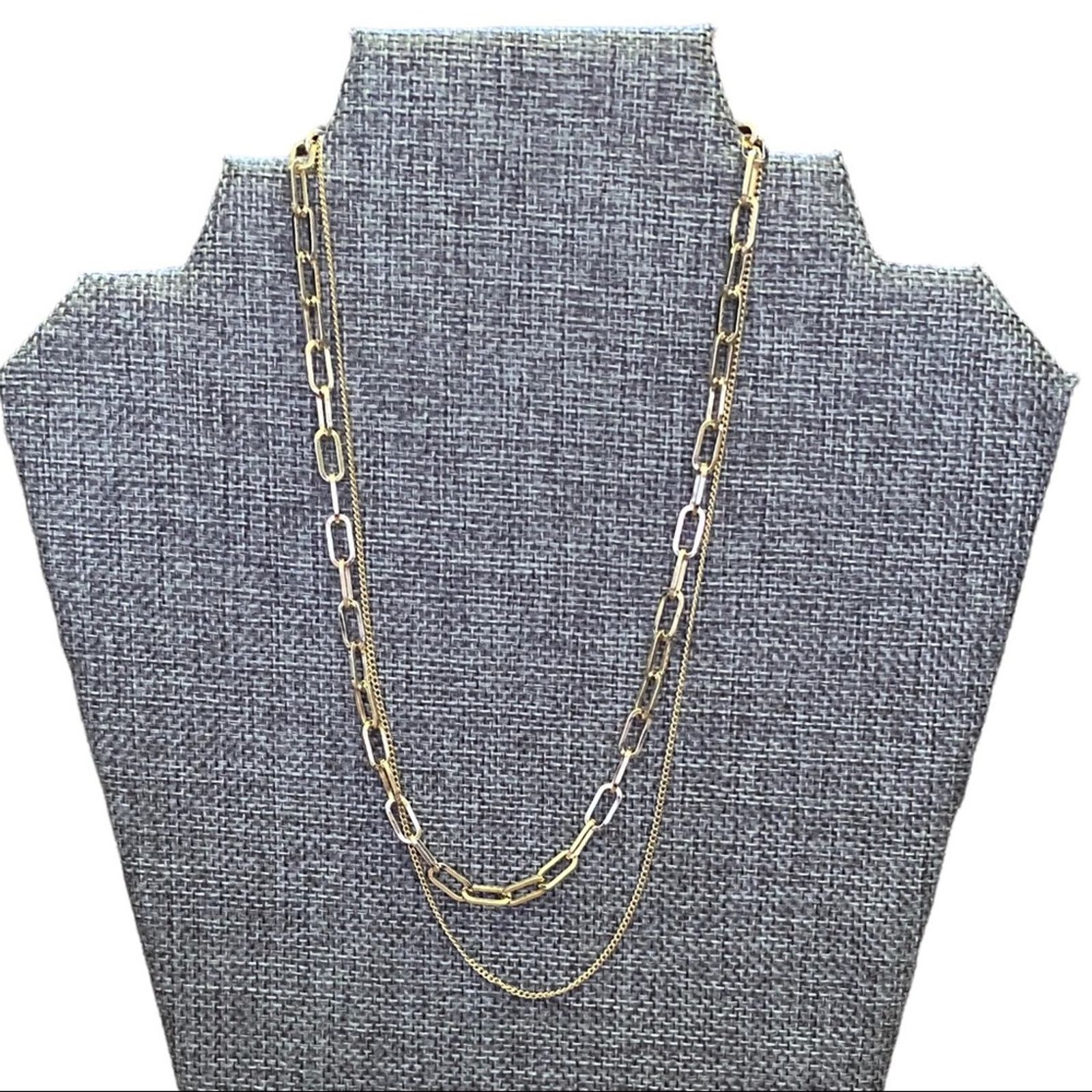 Other Gold Layered Chain Link Necklace With Backdrop NEW Size ONE SIZE - 1 Thumbnail