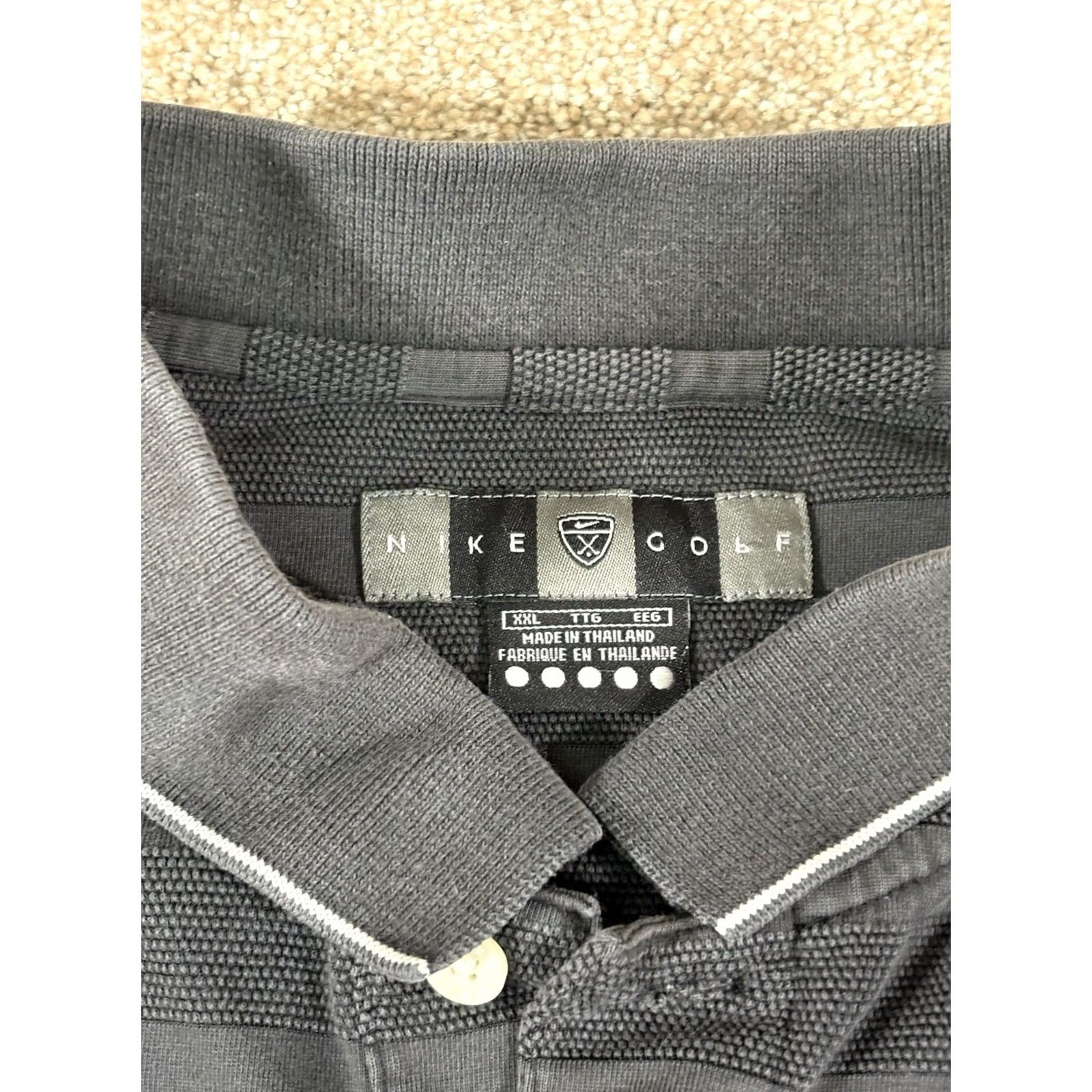 Nike VINTAGE Nike Golf Polo Shirt Men’s XXL 100% Cotton Striped | Black Geometric 90s Logo Button Chip Metlife Golf Vintage Men Size US XXL / EU 58 / 5 - 5 Thumbnail