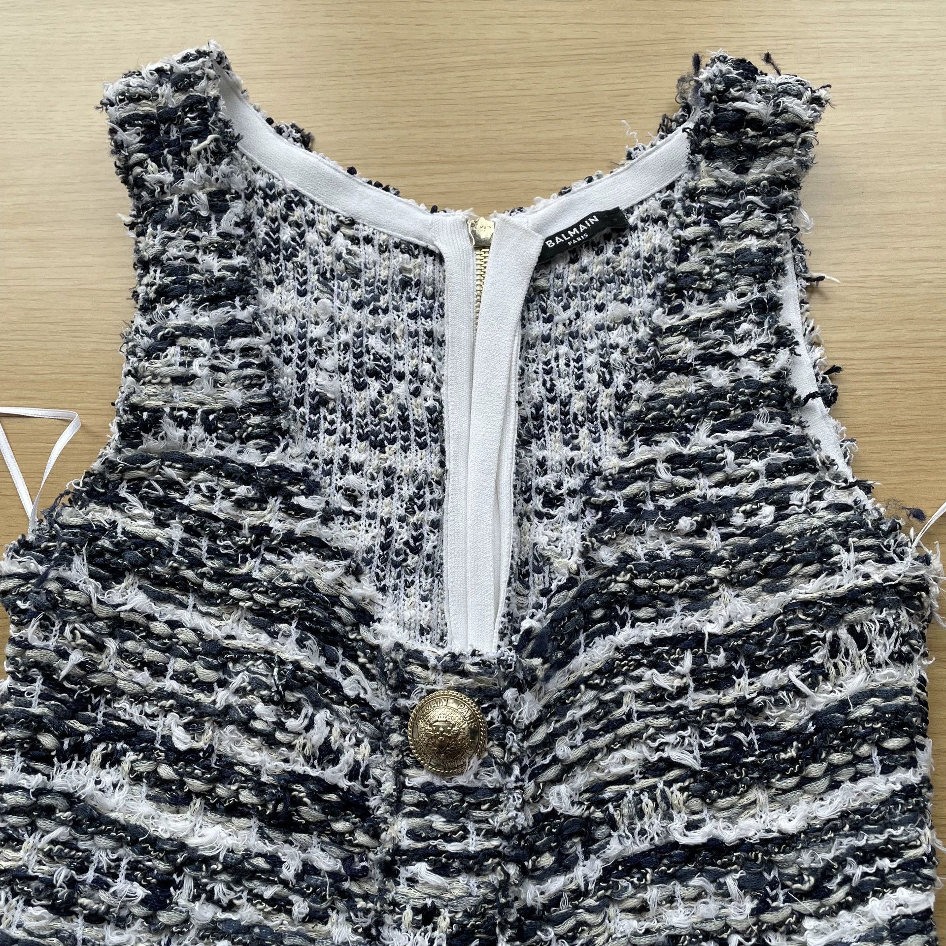 Balmain BALMAIN 98 New Woven B&W Dress 36 Size XS / US 0-2 / IT 36-38 - 4 Thumbnail
