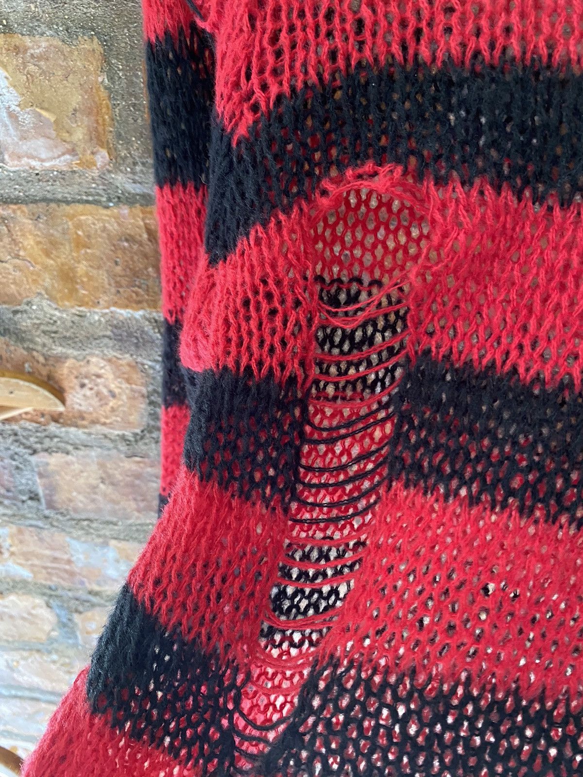 Japanese Brand 2000s Mony Japan Spider Web mesh Distresed stripe grunge Size US L / EU 52-54 / 3 - 11 Thumbnail