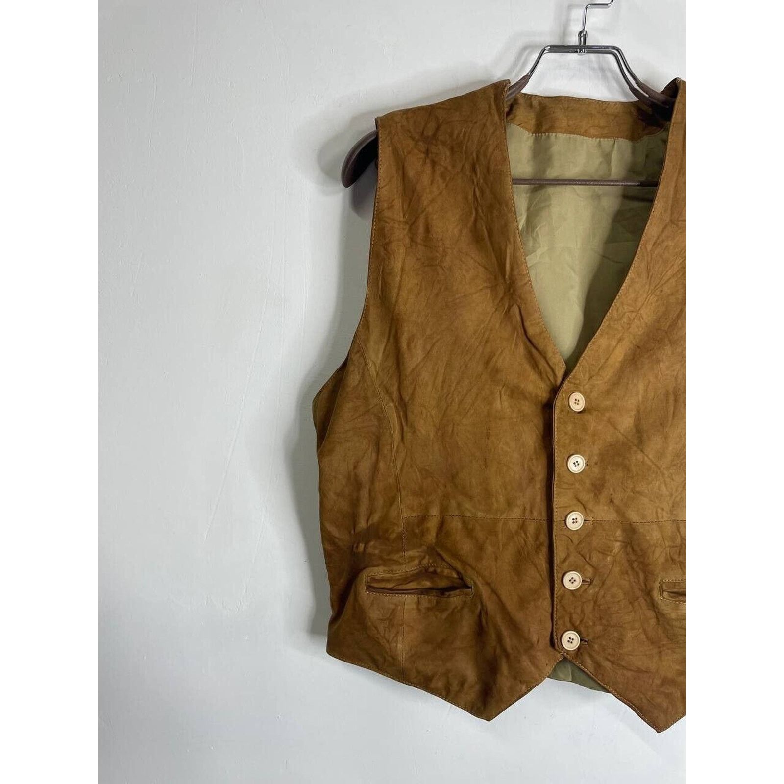 Vintage Men’s Vintage Suede Leather Vest Western Cowboy Waistcoat Size US M / EU 48-50 / 2 - 2 Thumbnail