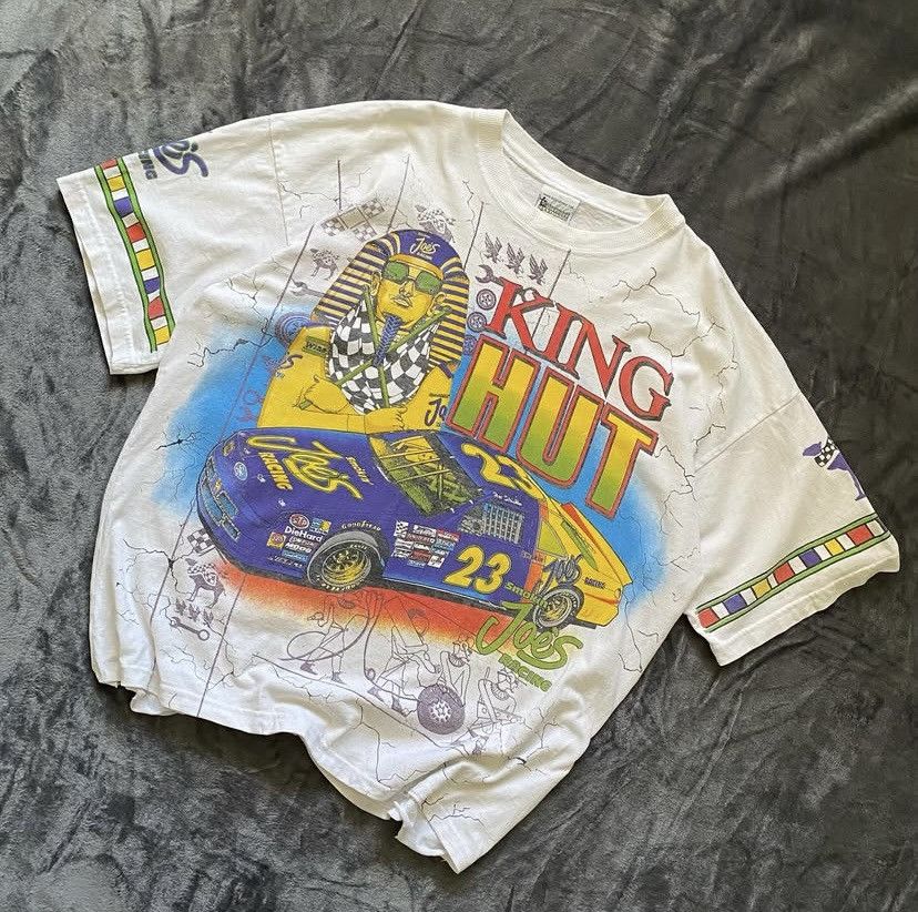 NASCAR 1994 RARE KING HUT “CAMEL POWERED” NASCAR AOP Size US XL / EU 56 / 4 - 3 Thumbnail