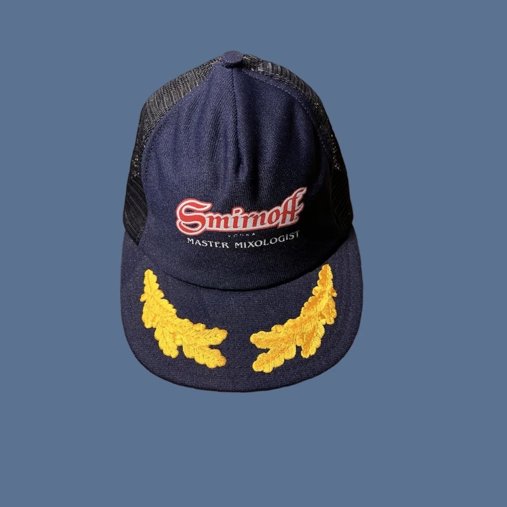 Vintage VINTAGE Smirnoff Vodka Master Mixologist Snapback Hat Adult One Size Navy Blue 80s USA Men Size ONE SIZE - 1 Thumbnail