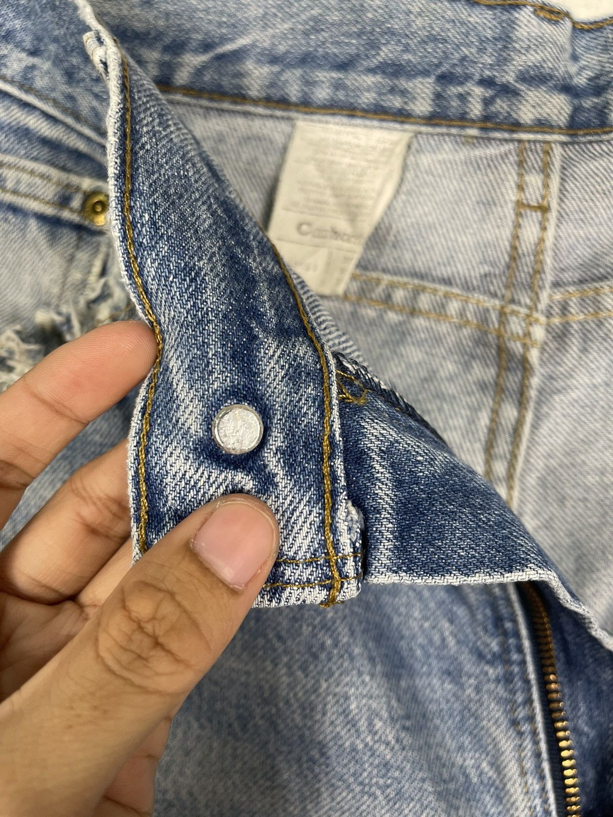 Carhartt Vintage 90s Carhatt Light Blue Ripped Denim Jeans Size US 37 - 9 Thumbnail