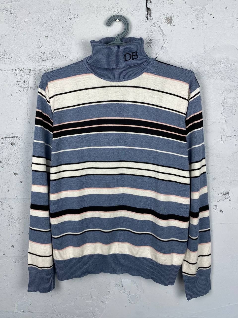 Dirk Bikkembergs Vintage Drik Bikkembergs Striped Big Logo Turtleneck Sweater Size US L / EU 52-54 / 3 - 3 Thumbnail