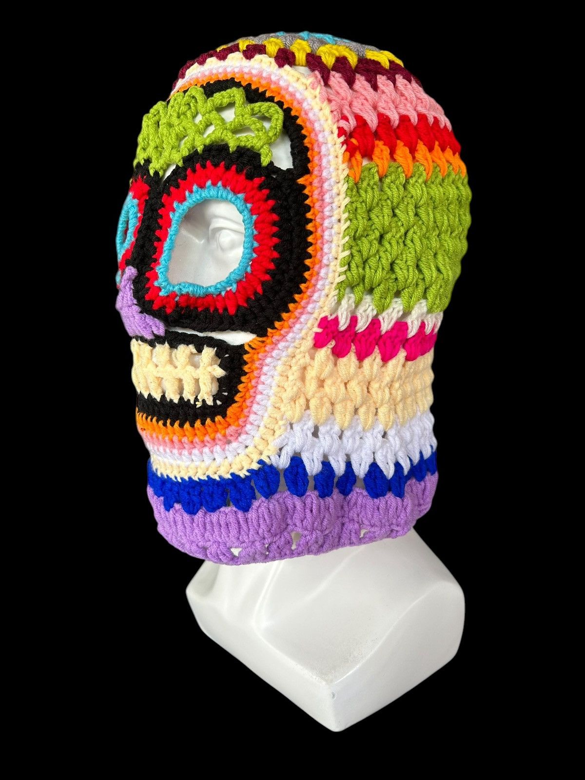 Japanese Brand × Vintage Very Rare Crochet Knitted Handmade Balaclava Masked ☠️☠️ Size ONE SIZE - 4 Thumbnail
