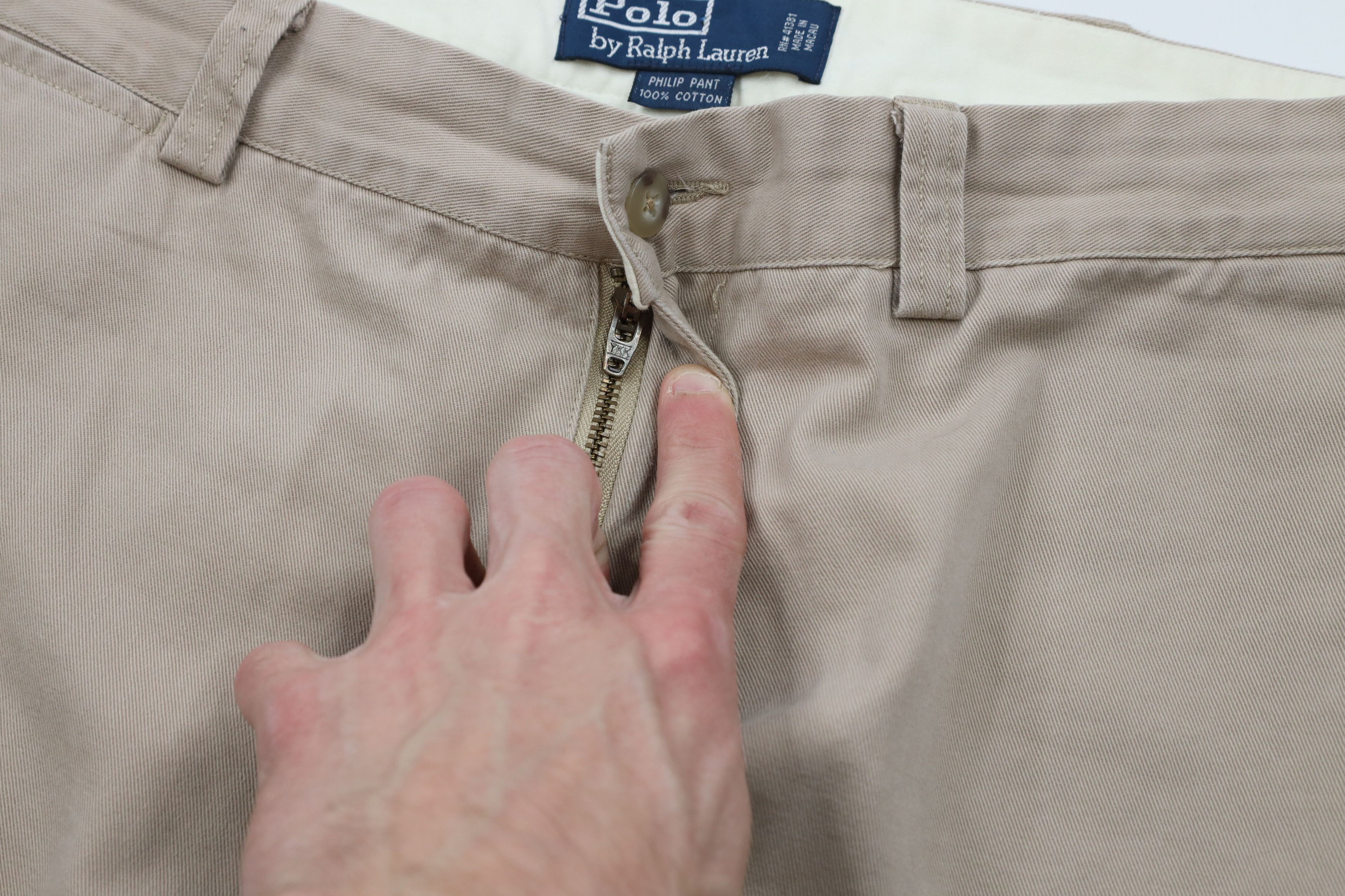 Ralph Lauren × Vintage Vintage 90s Ralph Lauren Spell Out Cotton Chino Pants Beige Size US 32 / EU 48 - 8 Thumbnail