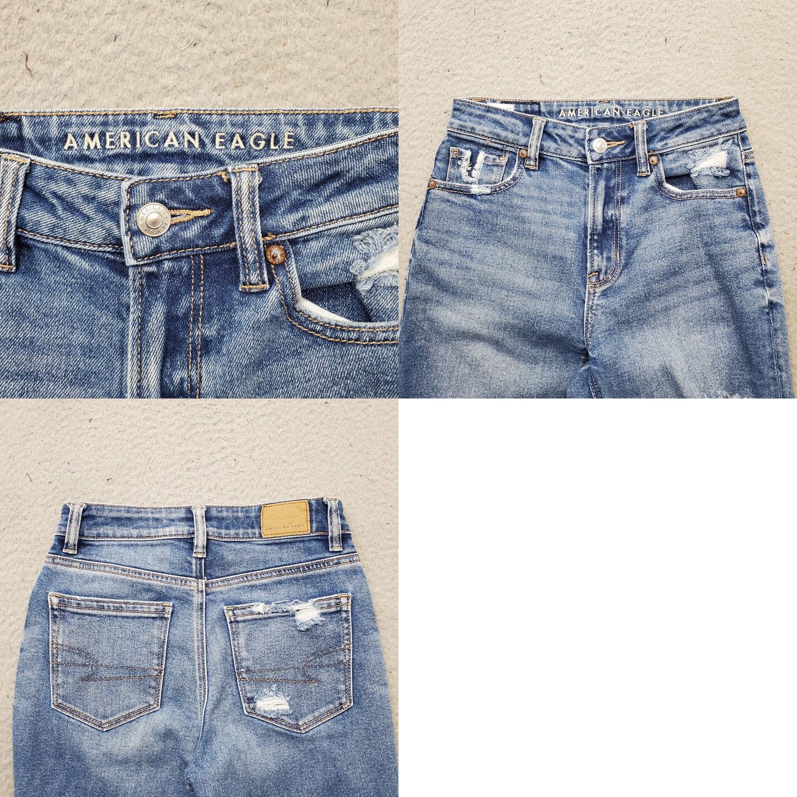 American Eagle Outfitters American Eagle Jeans Womens 00 Blue Denim Medium Wash Distressed Boho Streetwear Jeans Size 24" / US 00 / IT 34 - 8 Thumbnail