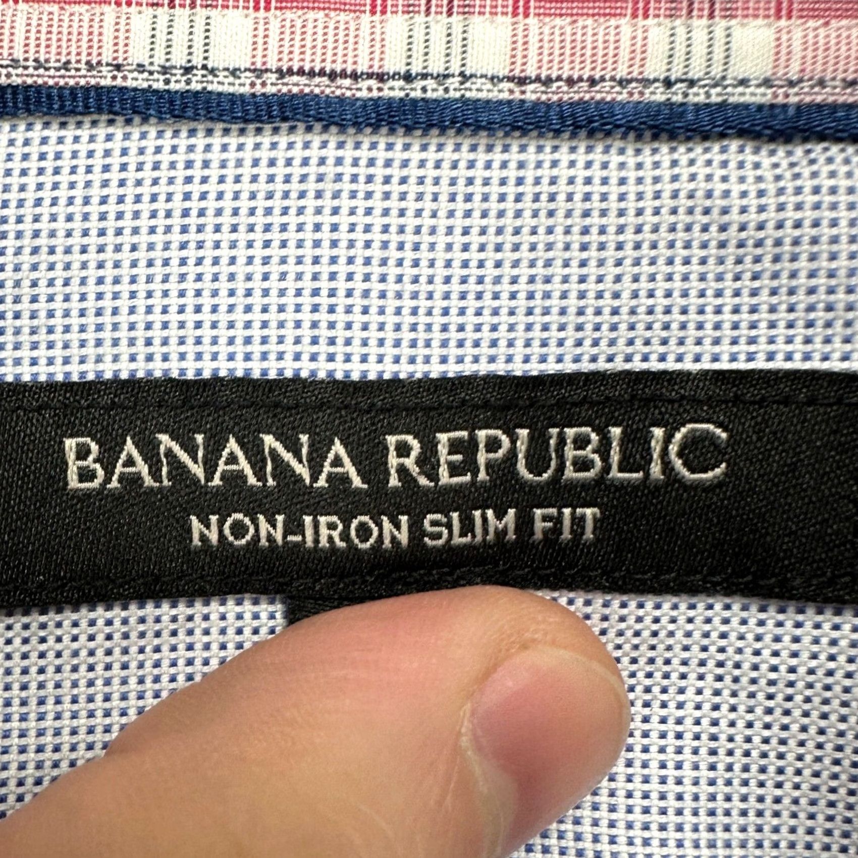 Banana Republic Banana Republic Button-Up Shirt Mens Medium Red Blue Plaid Long Sleeve Slim Fit Shirt Size US M / EU 48-50 / 2 - 4 Thumbnail