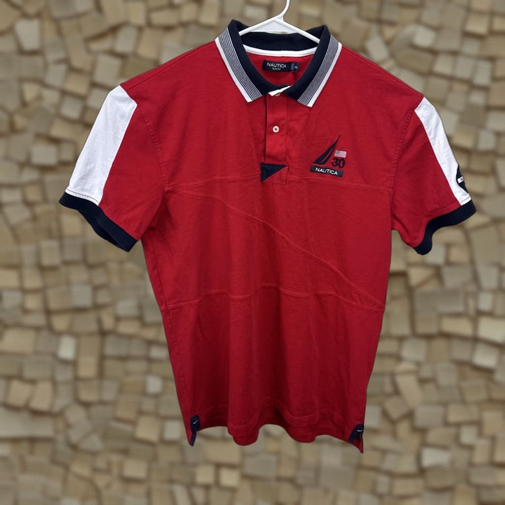 Nautica Nautica Polo Shirt Mens XXL Red White Blue Short Sleeve Sailing USA Polo Shirt Malinputs? Wait. Size US XXL / EU 58 / 5 - 1 Thumbnail