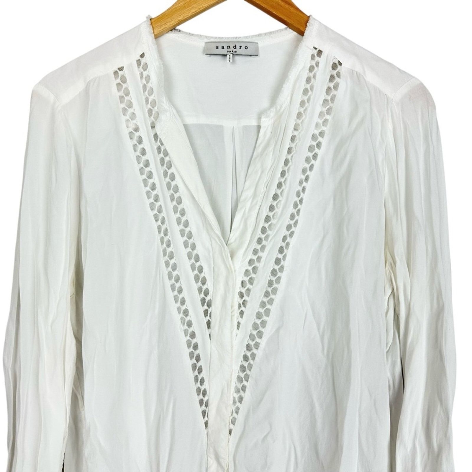 Sandro Sandro White Long Sleeve Relaxed Celeste Tunic Blouse Size 8 Size M / US 6-8 / IT 42-44 - 6 Thumbnail