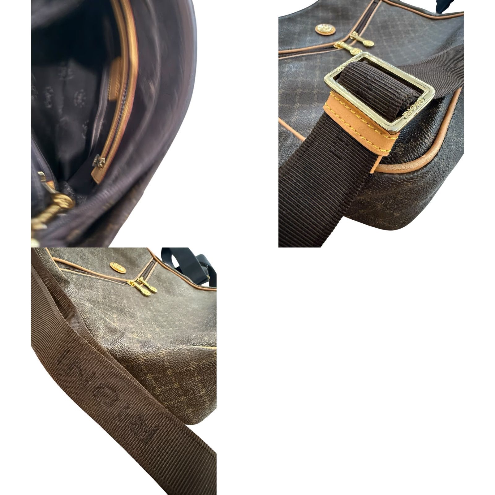 Brioni RIONI Aletta Daily Messenger Crossbody Bag Brown Signature Monogram EUC Purse Handbag Size ONE SIZE - 9 Thumbnail