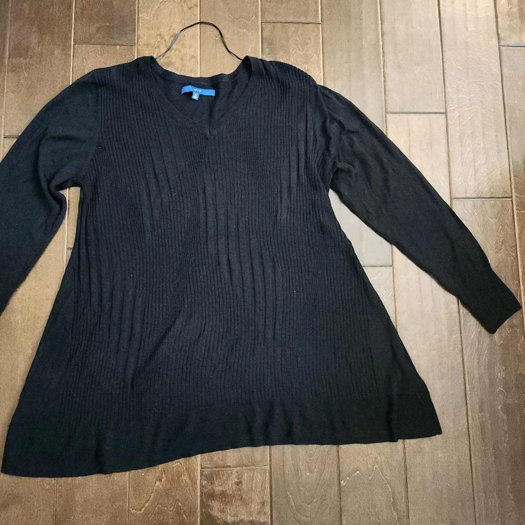 Vintage Apt 9 Blouse Women's Black Long Sleeve XL Solid Shirt Pullover Casual Business Travel Lightweight Stretch Regular Fit Women Size XL / US 12-14 / IT 48-50 - 4 Thumbnail