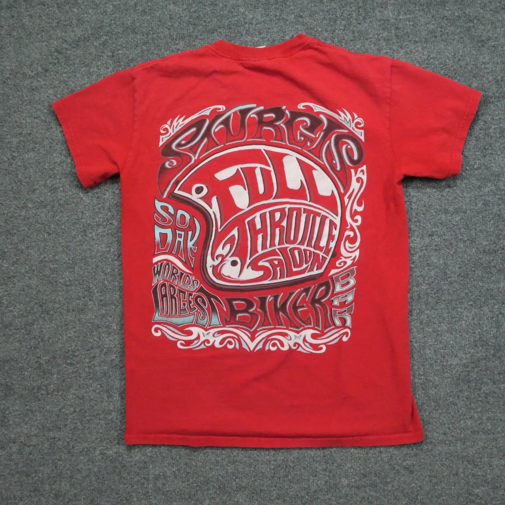 Vintage Sturgis T Shirt Adult Small Red Full Throttle Saloon Biker Motorcycle Y2K Shirt Mens Red Small Graphic Print 90s Size US S / EU 44-46 / 1 - 2 Thumbnail