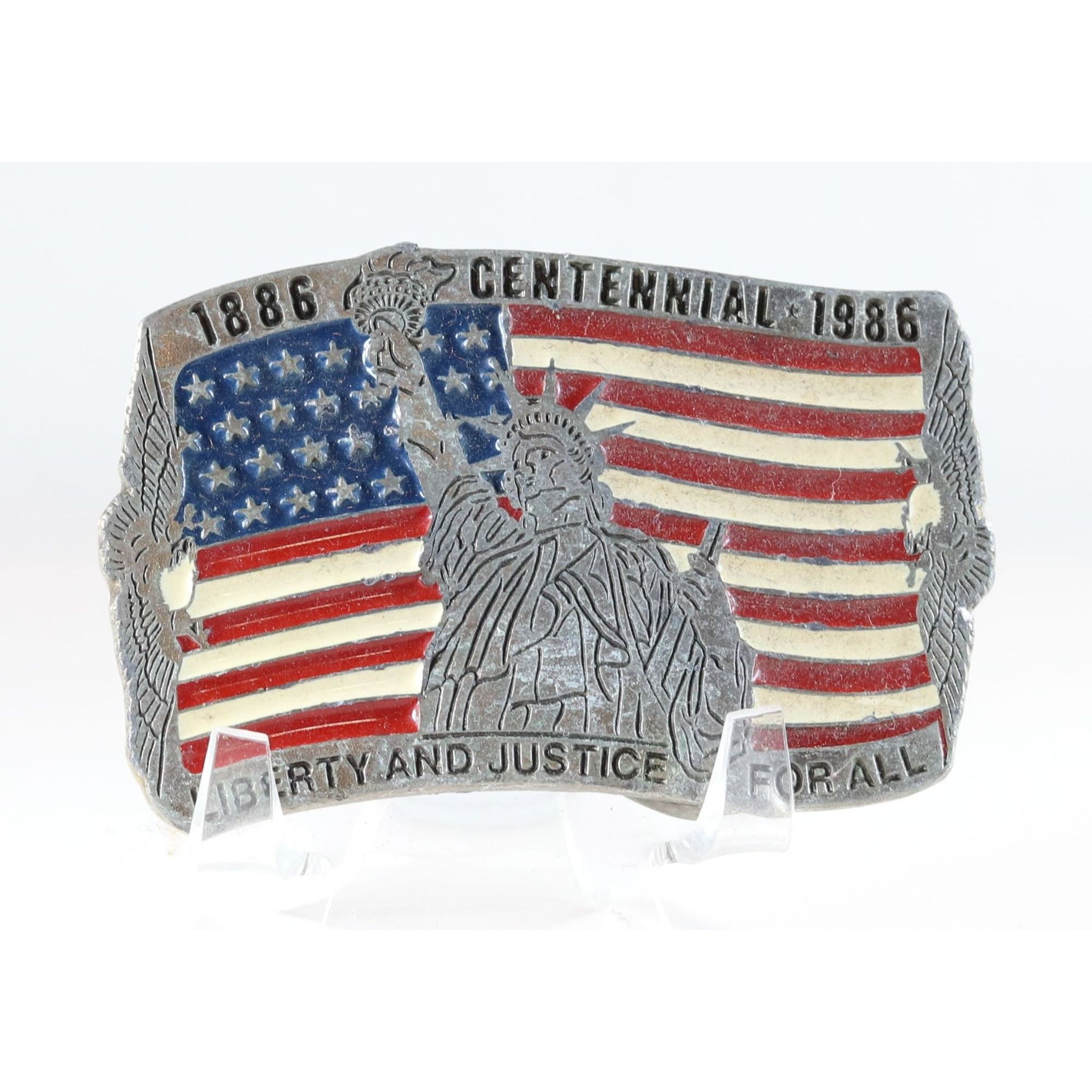 Vintage Belt Buckle Centennial 1886-1986 Liberty and Justice Solid M Size ONE SIZE - 1 Thumbnail