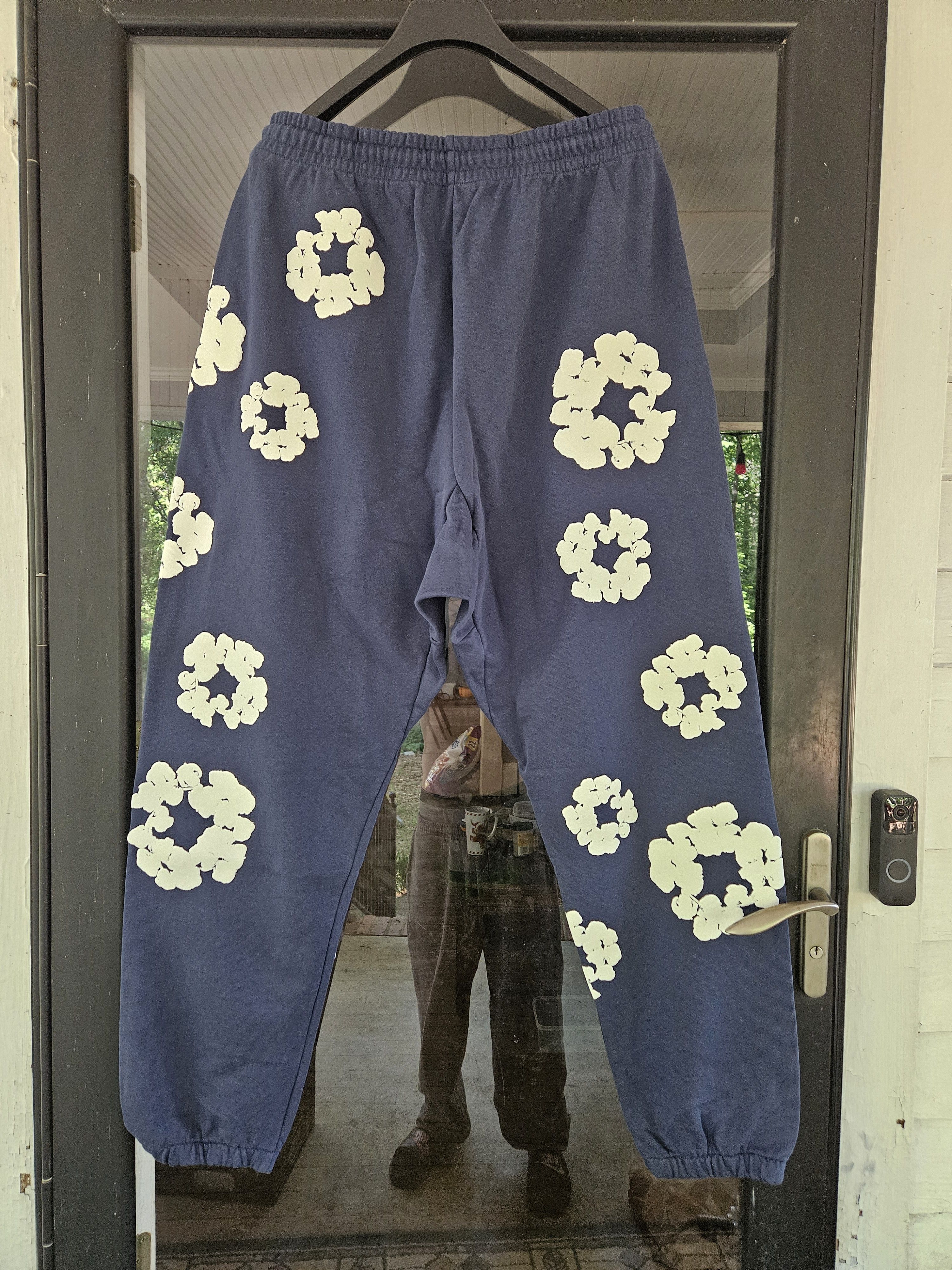 DENIM TEARS Navy Blue Cotton Wreath Baggy Sweatpants Size US 38 / EU 54 - 5 Thumbnail