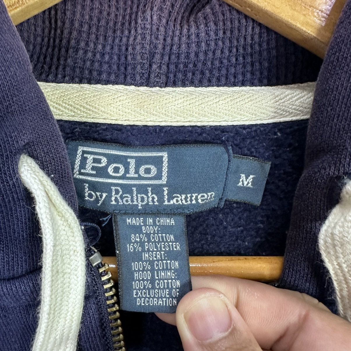 Polo Ralph Lauren Vintage Polo Ralph Lauren Zip Hoodie Medium Navy Small Pony Size US M / EU 48-50 / 2 - 2 Thumbnail