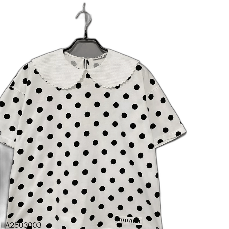 Prada Black Polka Dot Short Sleeve Top-2506 Size XS / US 0-2 / IT 36-38 - 1 Thumbnail
