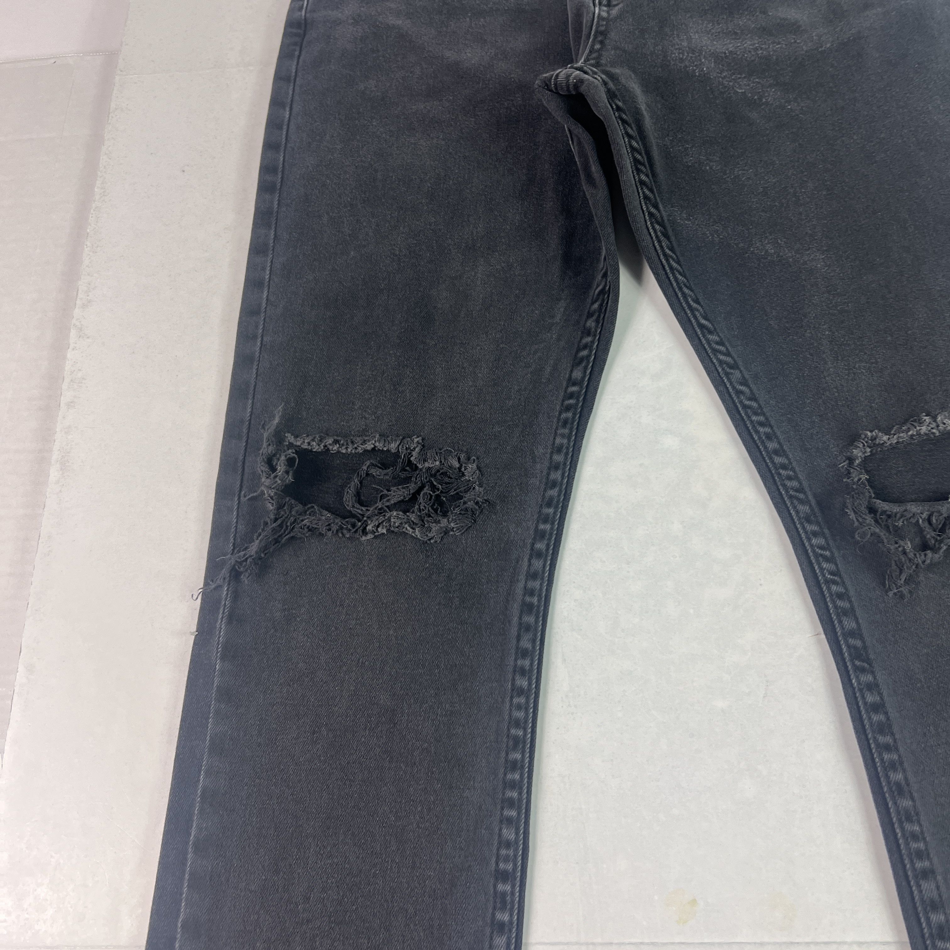 Rolla's Rolla's Jean Thin Captain Slim Black Faded Distressed Denim Size US 31 - 4 Thumbnail