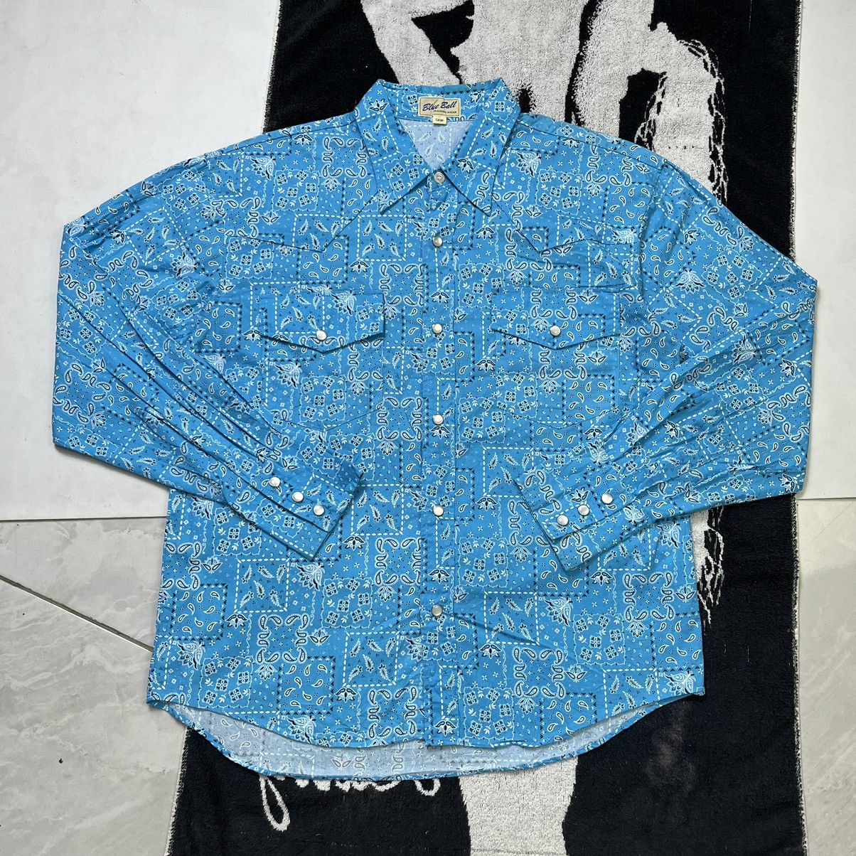 Japanese Brand Blue Ball Bandana Paisley long sleeve Western shirt Size US M / EU 48-50 / 2 - 11 Thumbnail