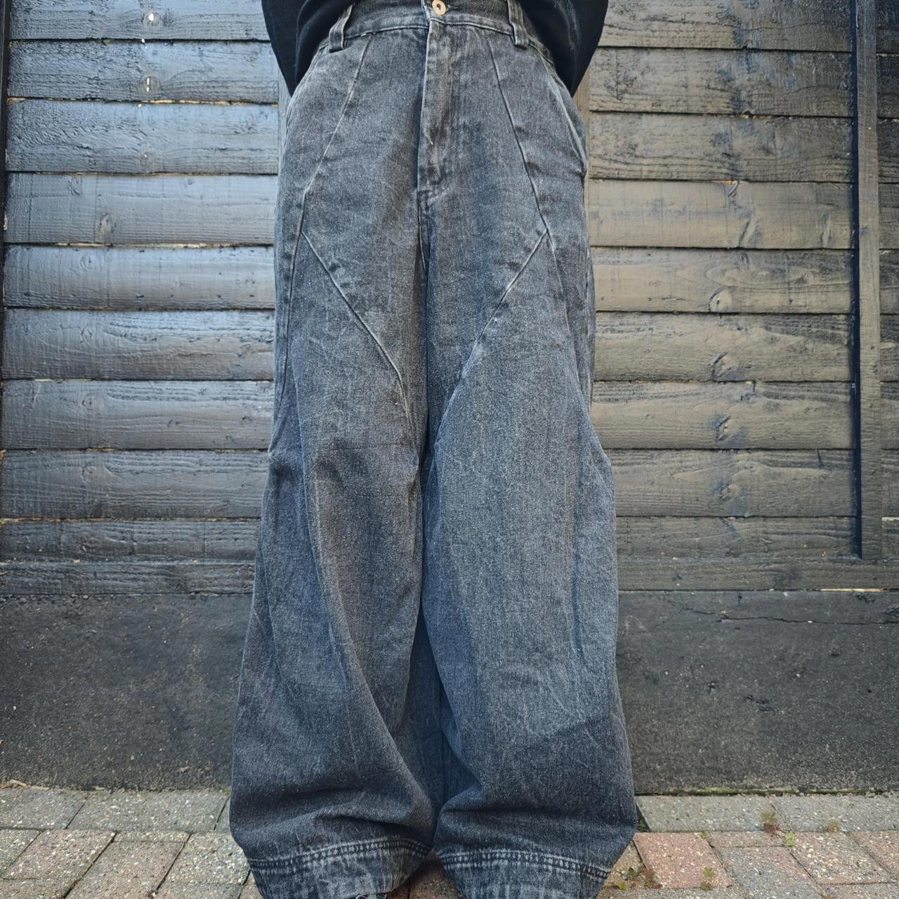 Other Black Pleated Baggy Faded Denim Size US 32 / EU 48 - 2 Thumbnail