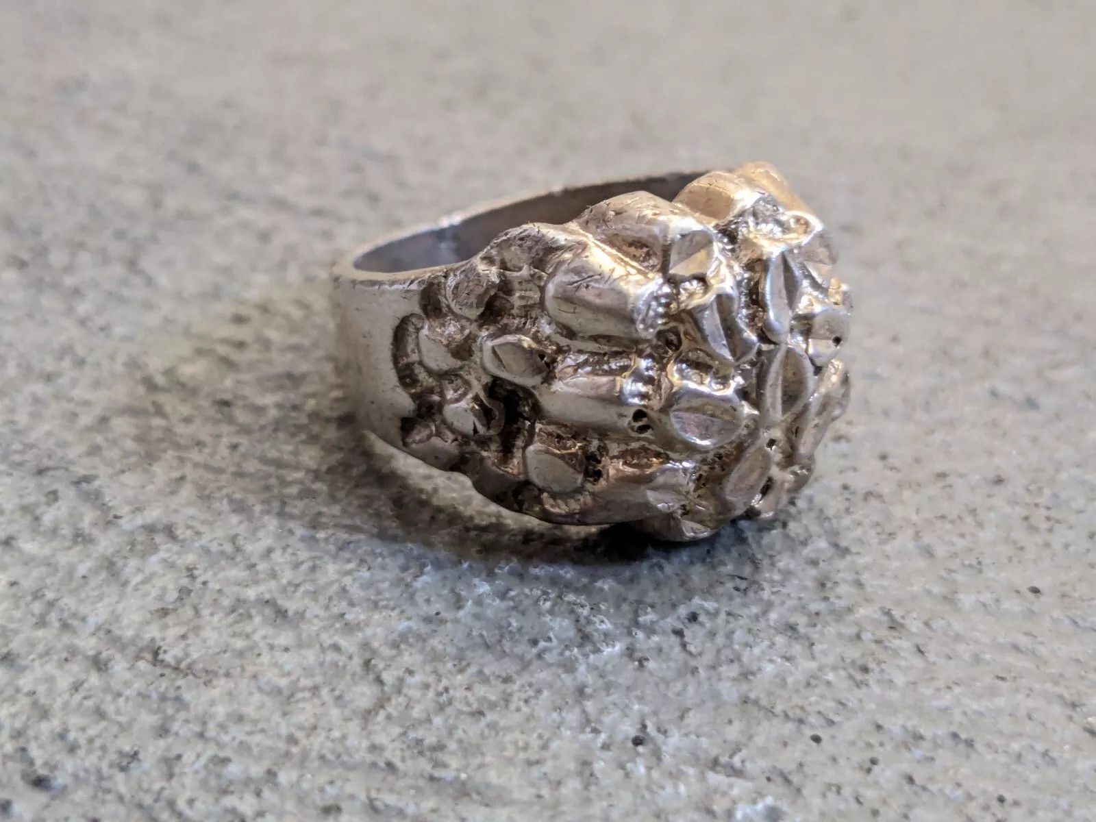 Jewelry Vintage Sterling Silver Nugget 11 Modern Brutalist Dome Size ONE SIZE - 5 Thumbnail